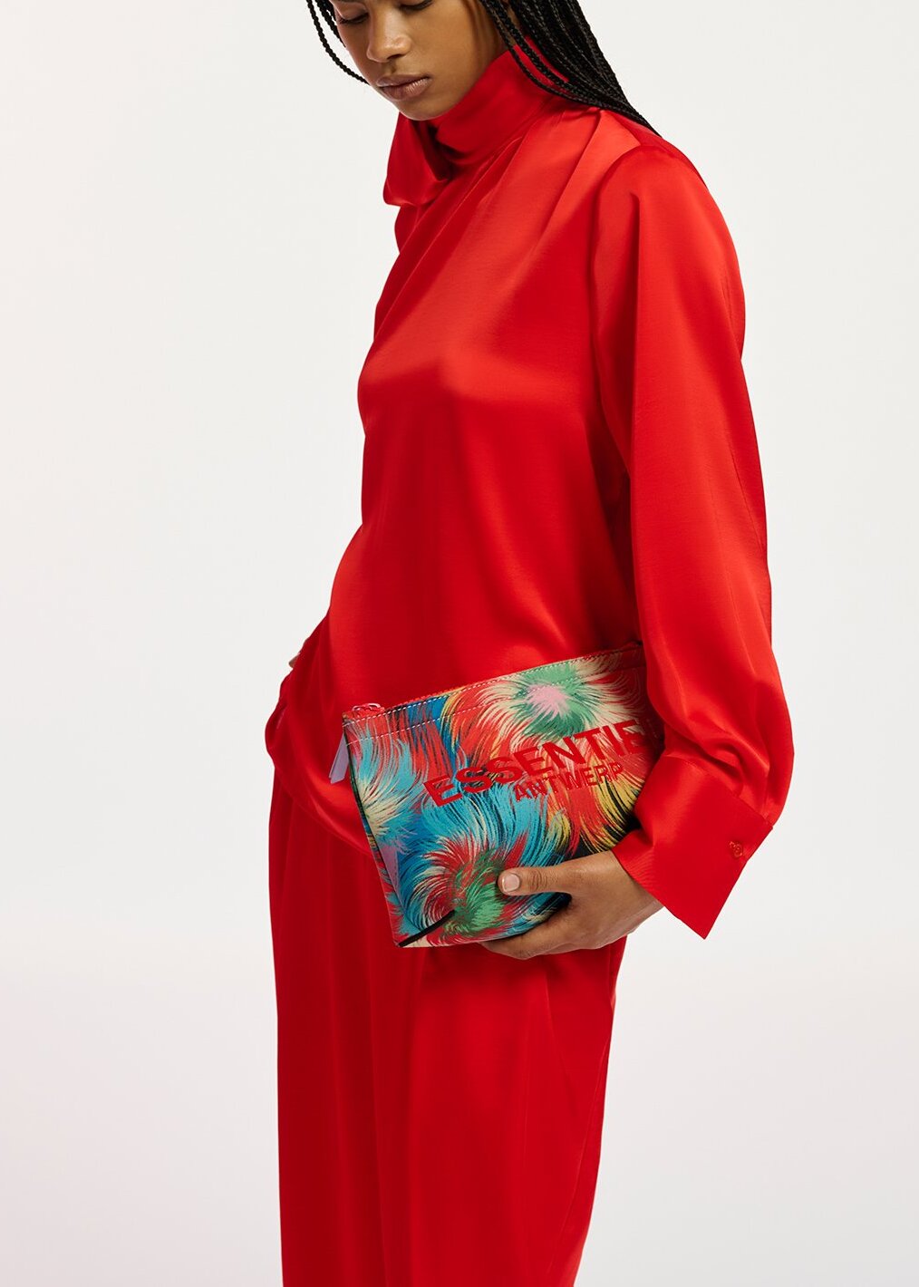 Red satin top with pussy bow RE—SSENTIEL | Essentiel second hand