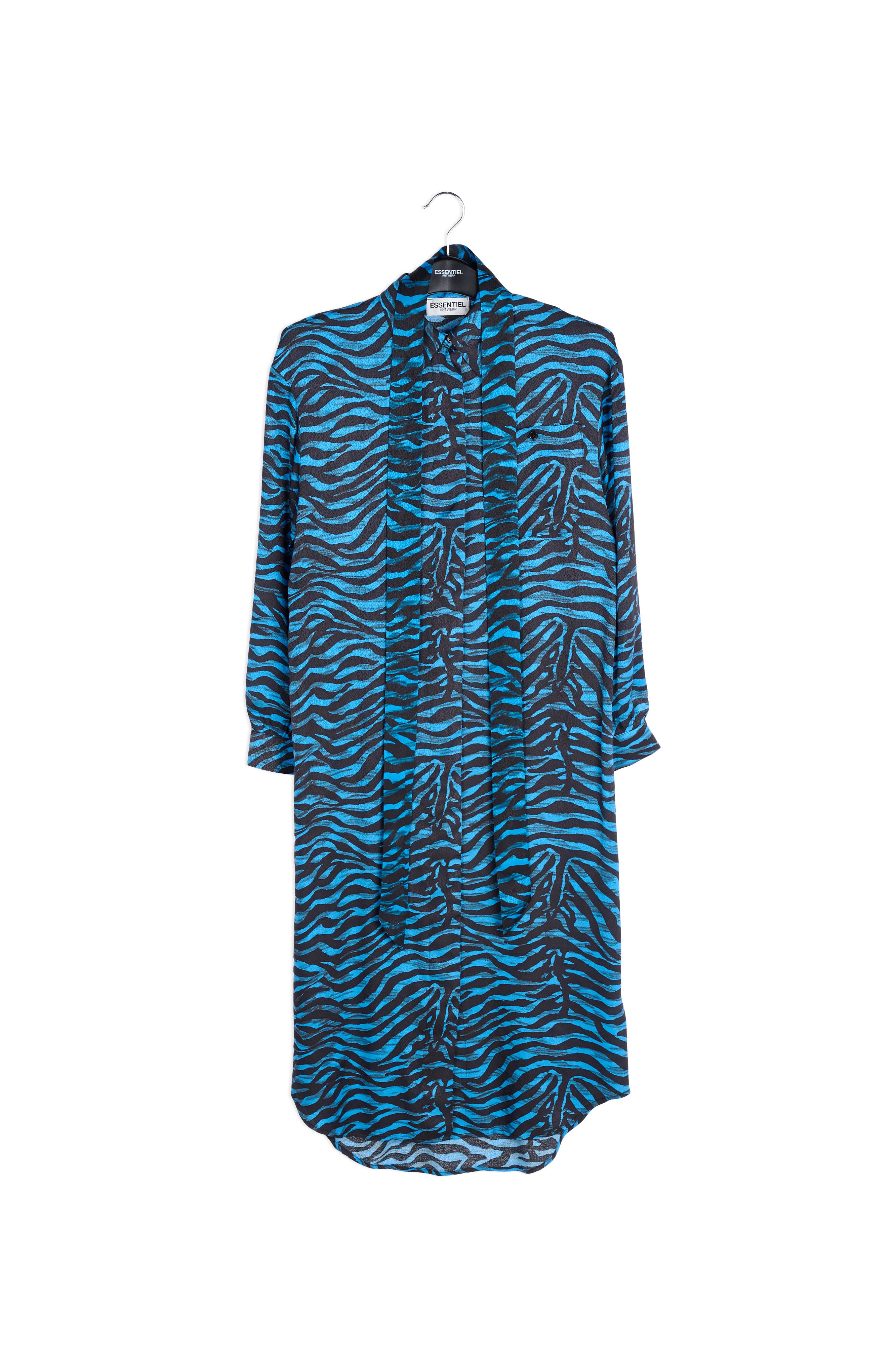 Black and blue zebra print midi shirt dress RE—SSENTIEL | Essentiel second hand