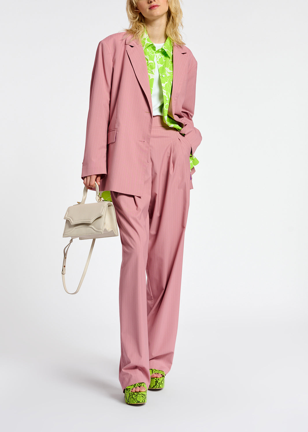 Pink pinstriped tailored pants RE—SSENTIEL | Essentiel second hand