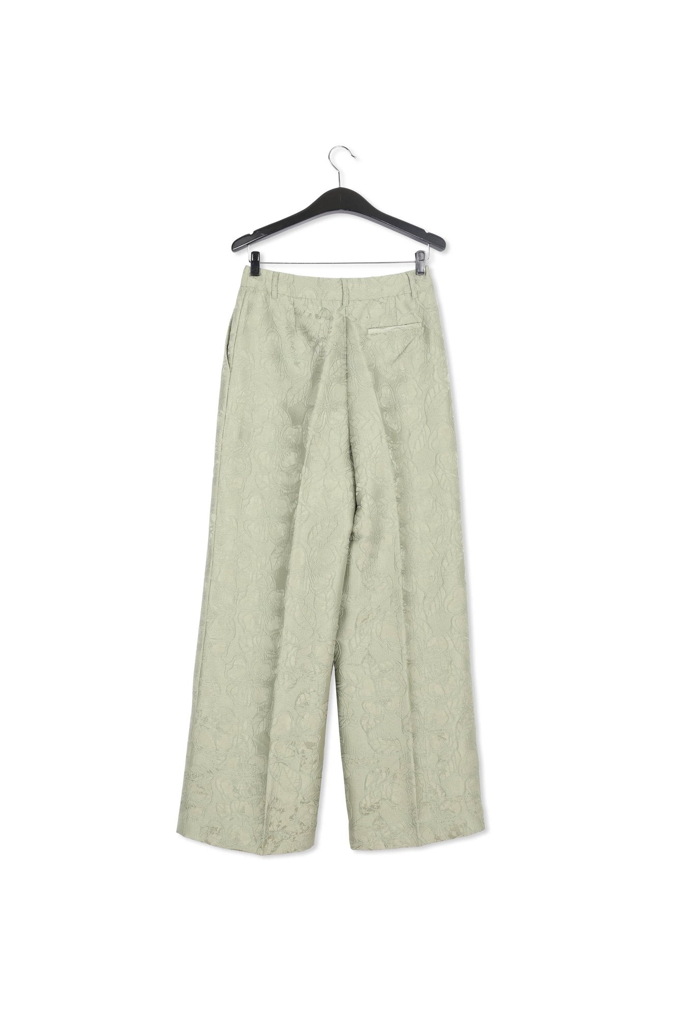 Light green floral-jacquard straight-leg pants RE—SSENTIEL | Essentiel second hand