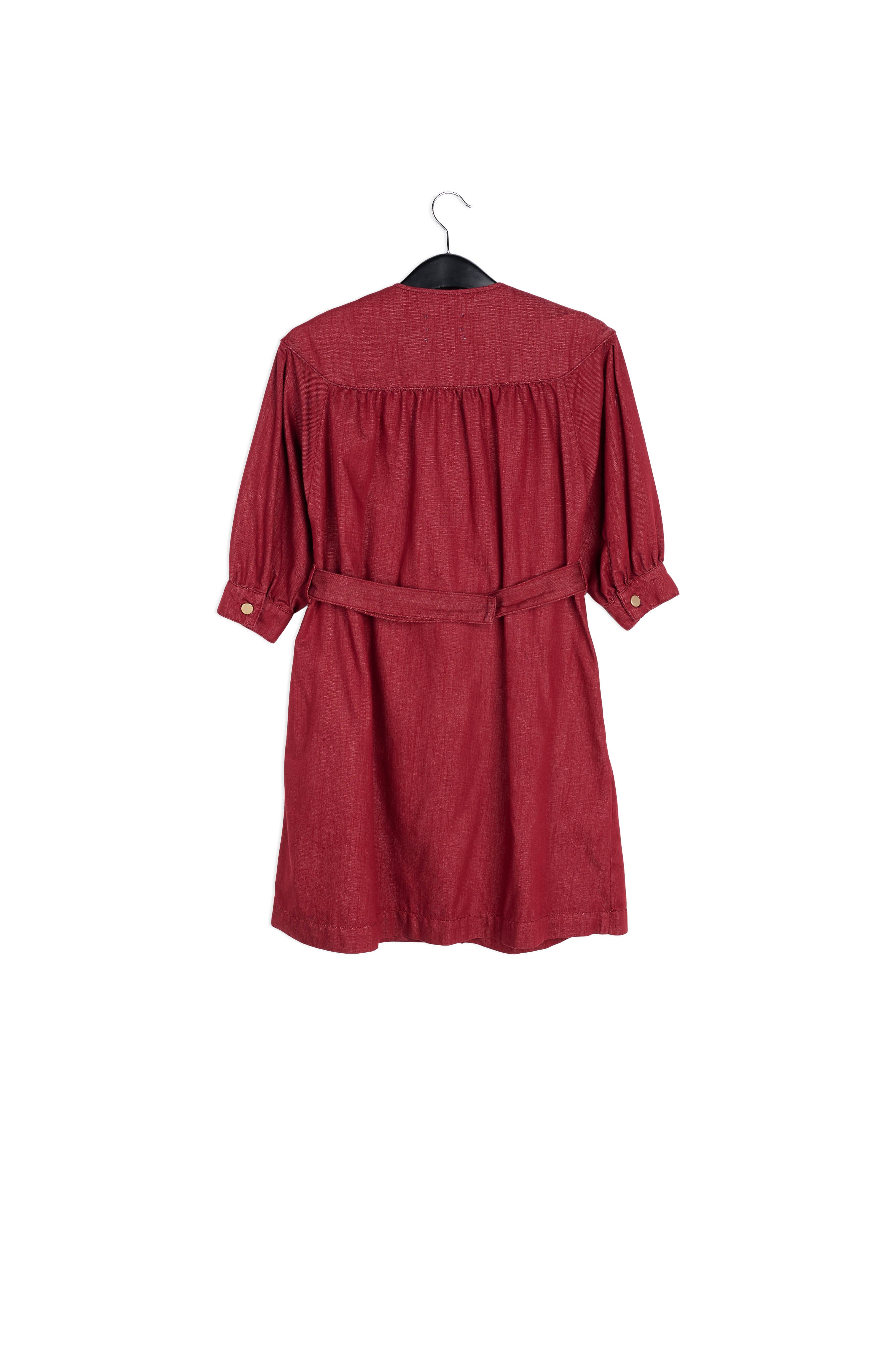 Burgundy denim mini dress RE—SSENTIEL | Essentiel second hand