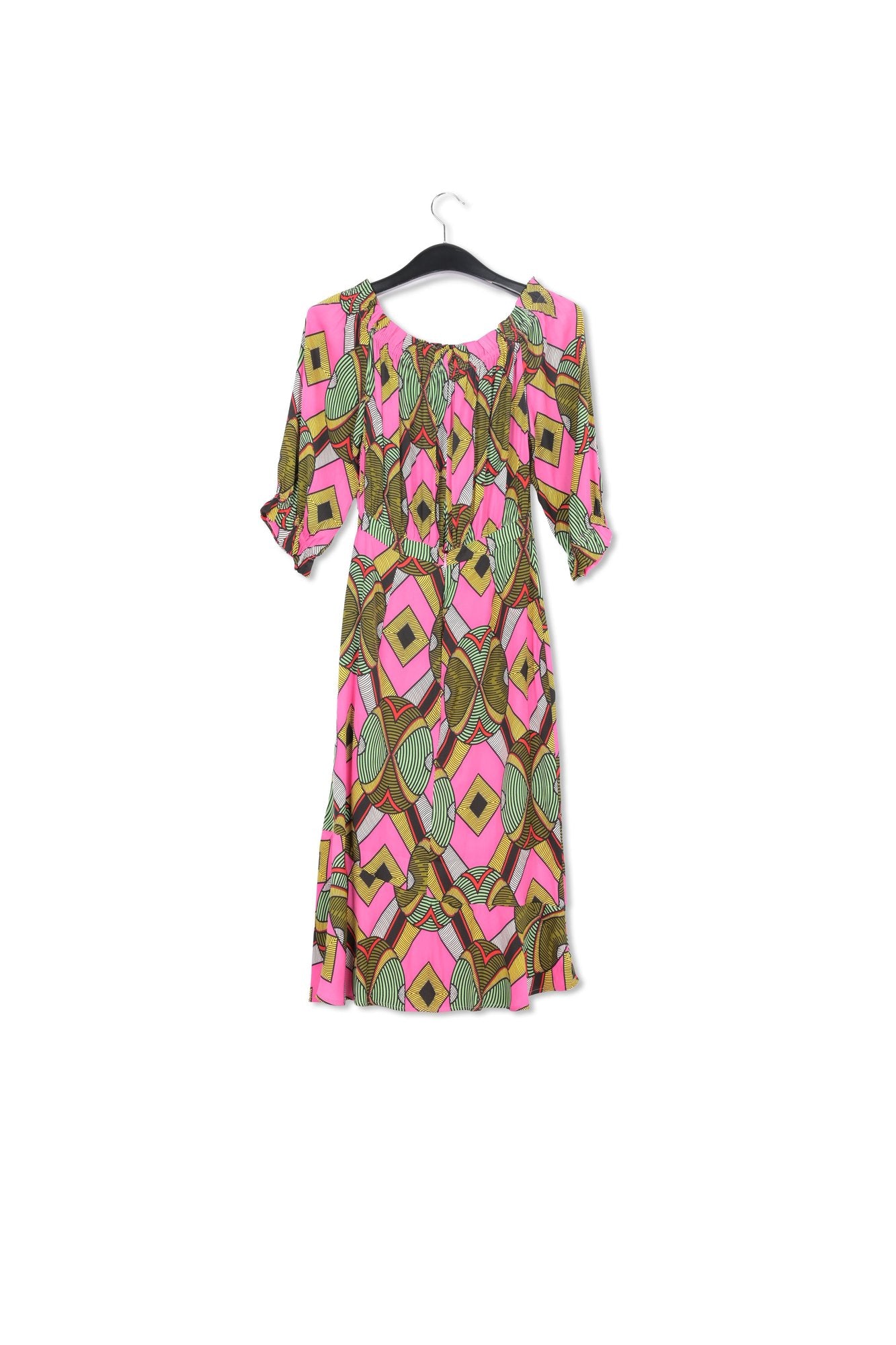 Multicolored graphic-print off-the-shoulder dress RE—SSENTIEL | Essentiel second hand