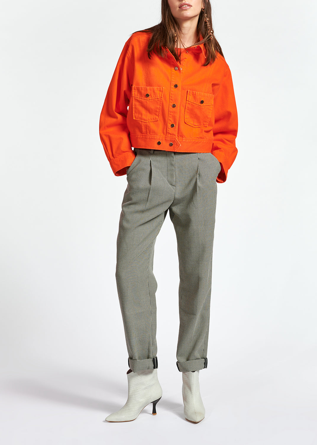 Pantalon pied-de-poule ample à taille haute RE—SSENTIEL | Essentiel second hand