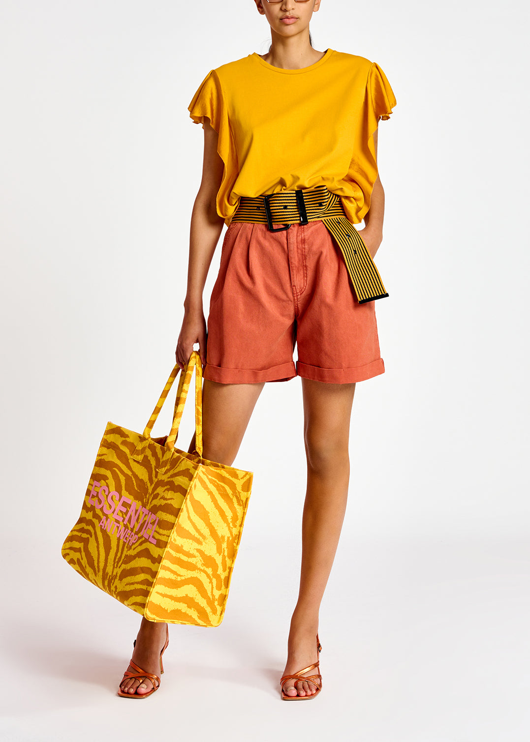 Lila katoen-jersey T-shirt met satijnen mouwen RE—SSENTIEL | Essentiel second hand