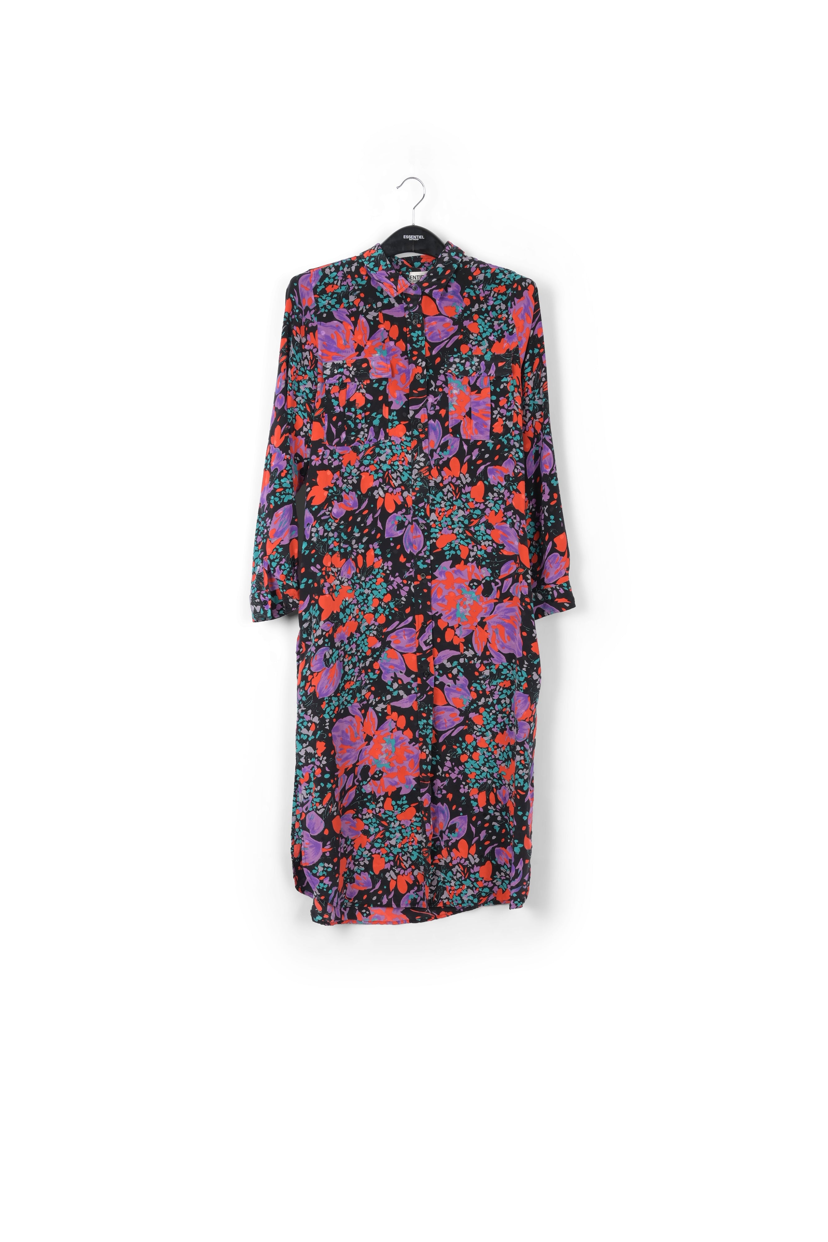 Black silk jacquard shirt dress RE—SSENTIEL | Essentiel second hand