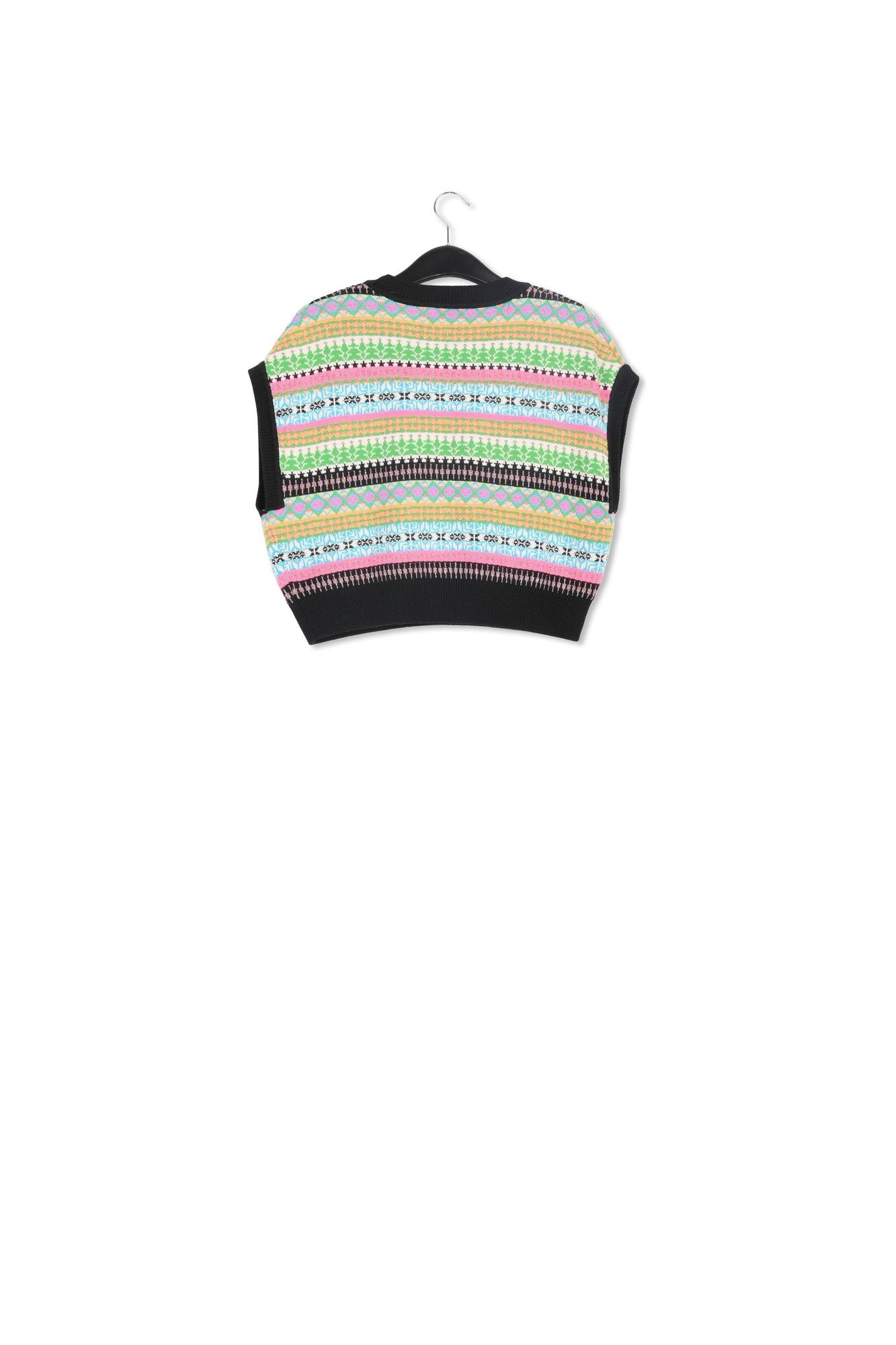 Multicolor jacquard-knit sleeveless sweater RE—SSENTIEL | Essentiel second hand