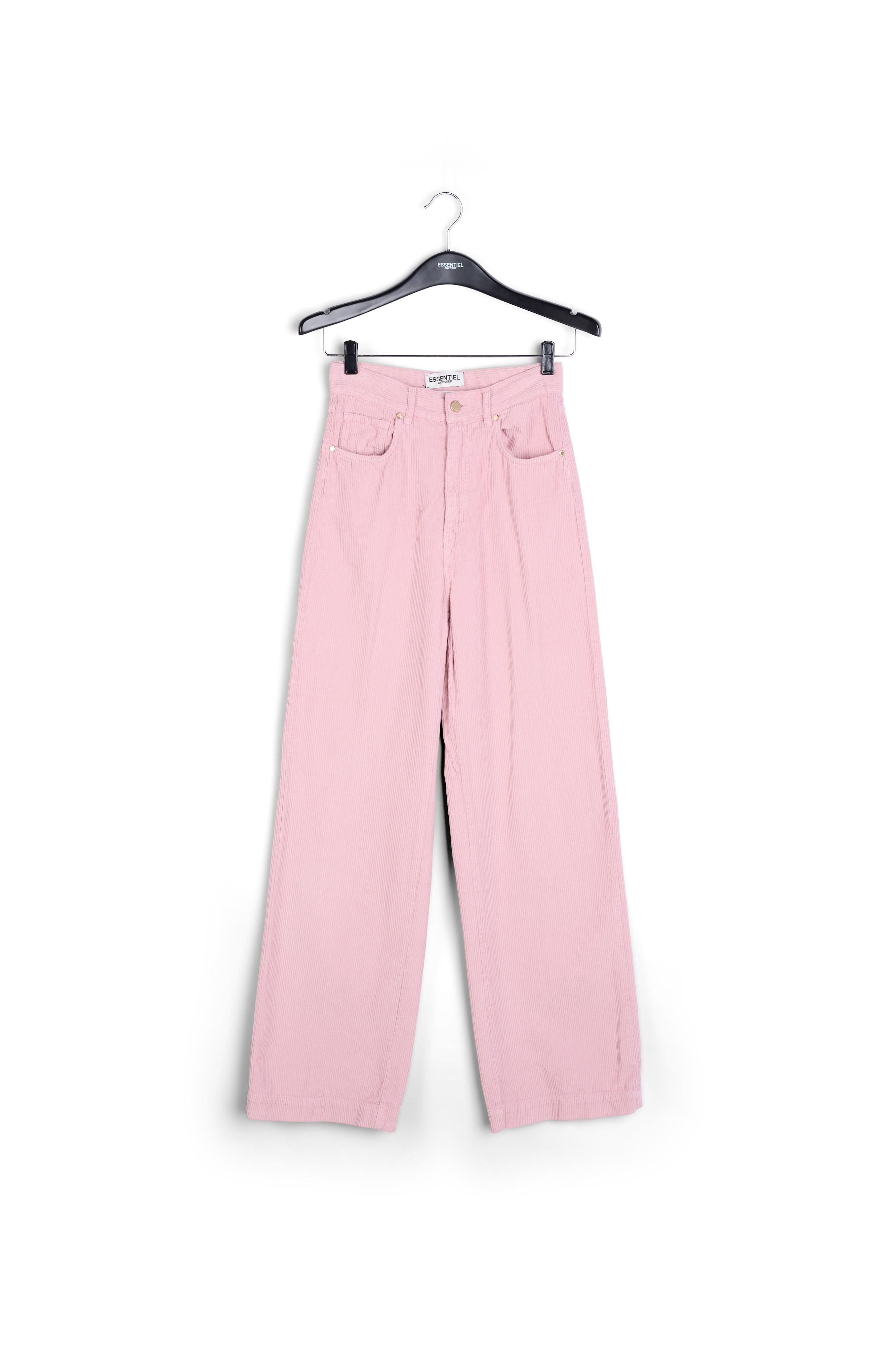 Pastel pink soft corduroy wide leg pants RE—SSENTIEL | Essentiel second hand