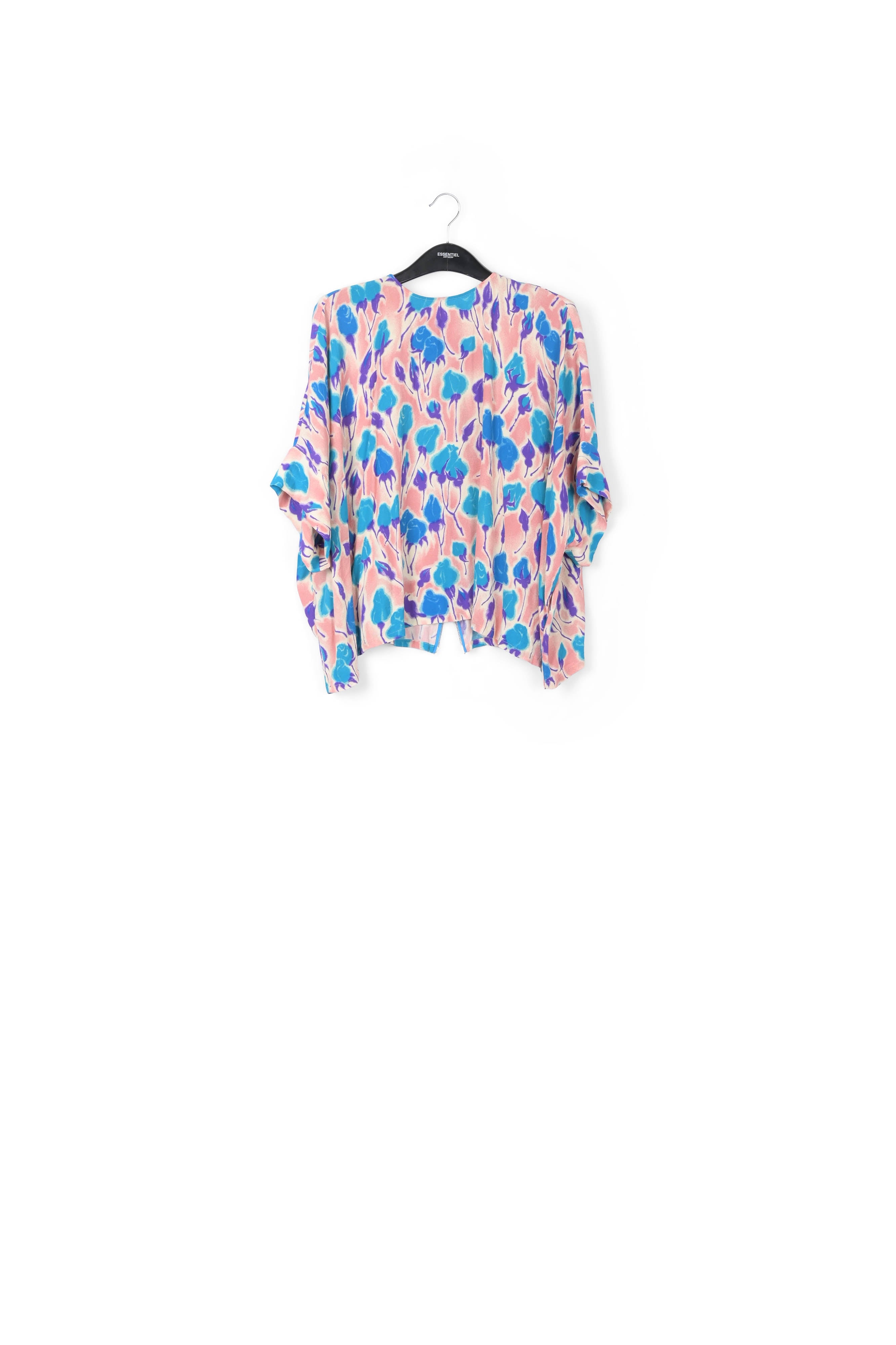 Light pink, blue and purple floral print oversized top RE—SSENTIEL | Essentiel second hand