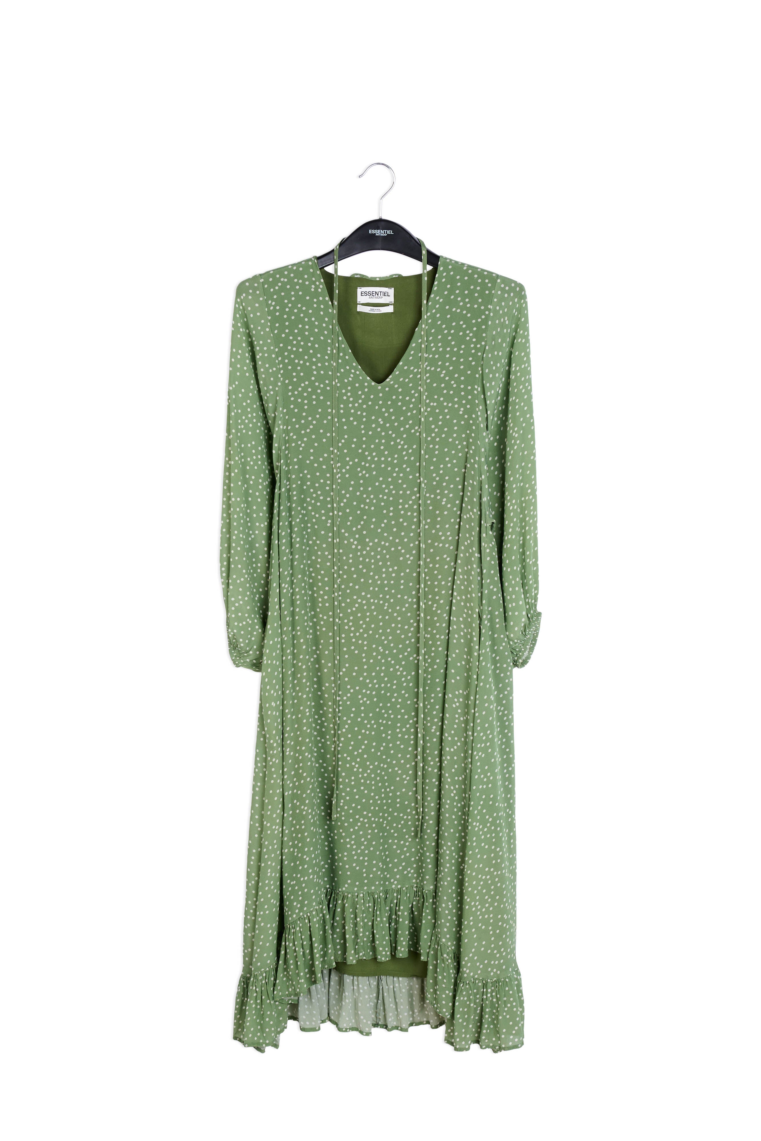 Green polka dot midi dress RE—SSENTIEL | Essentiel second hand