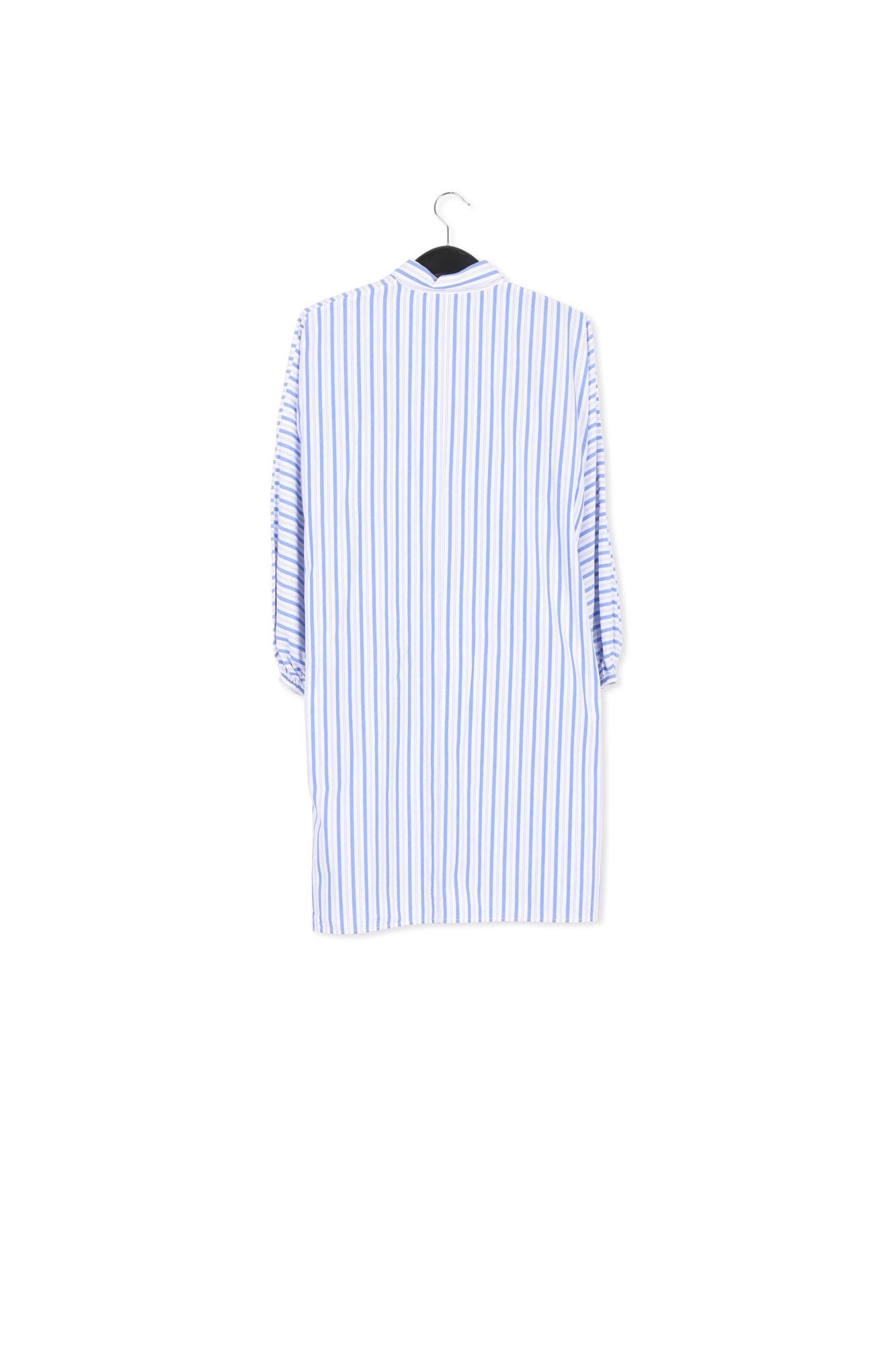 Blue and white striped cotton mini shirt dress with embroidery RE—SSENTIEL | Essentiel second hand