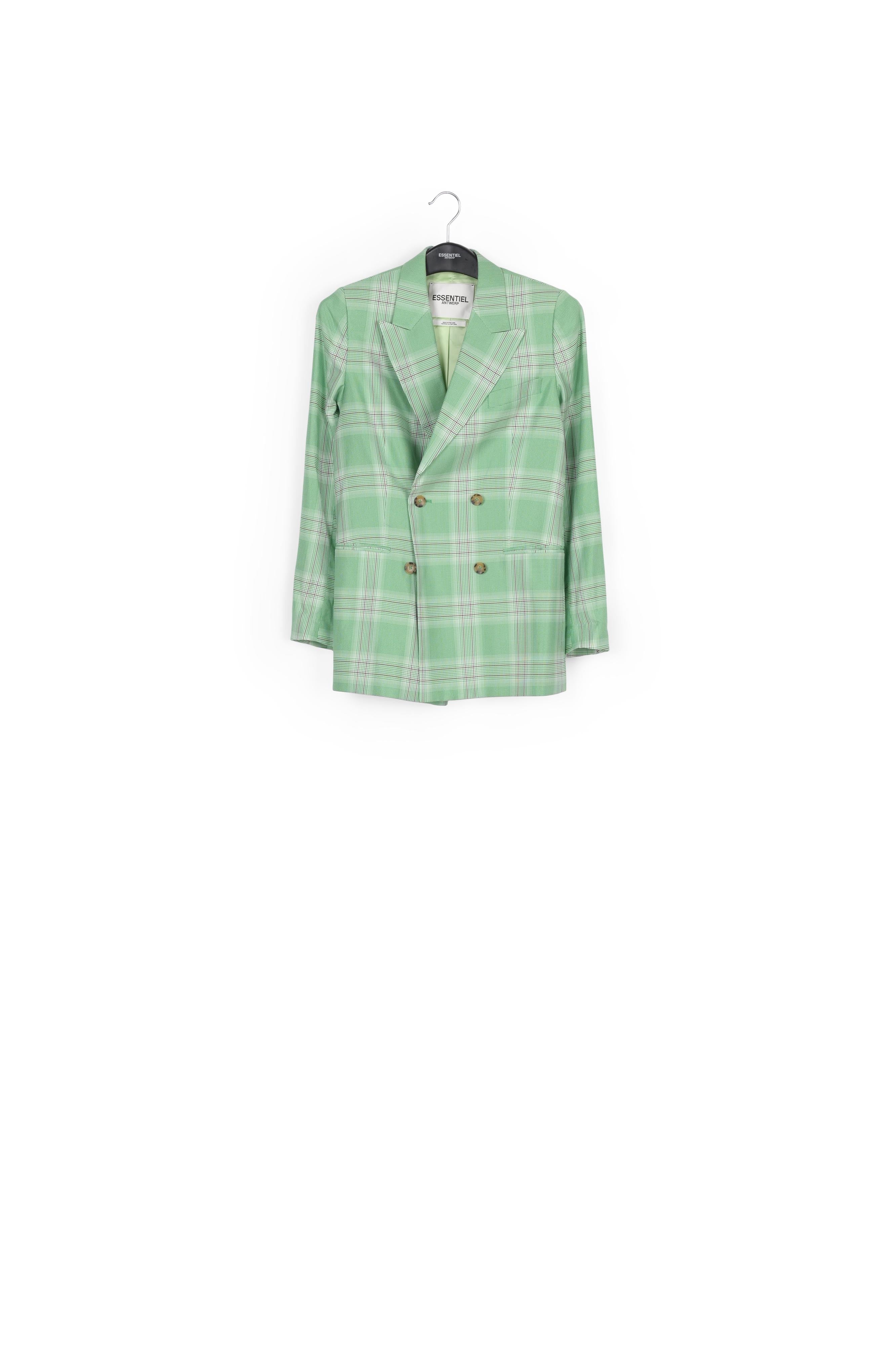 Green plaid double-breasted blazer RE—SSENTIEL | Essentiel second hand