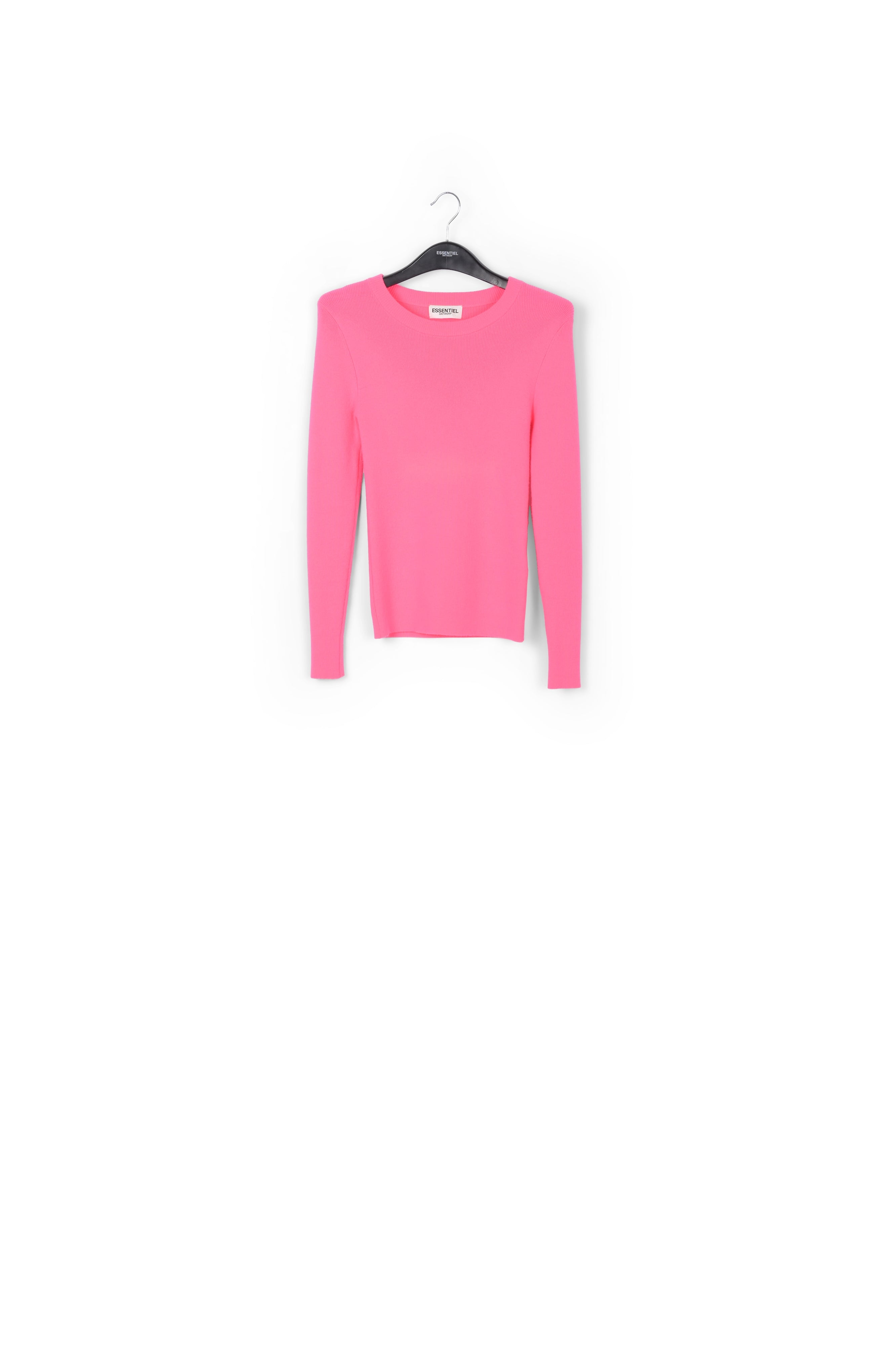 Pull rose néon en tricot côtelé RE—SSENTIEL | Essentiel second hand