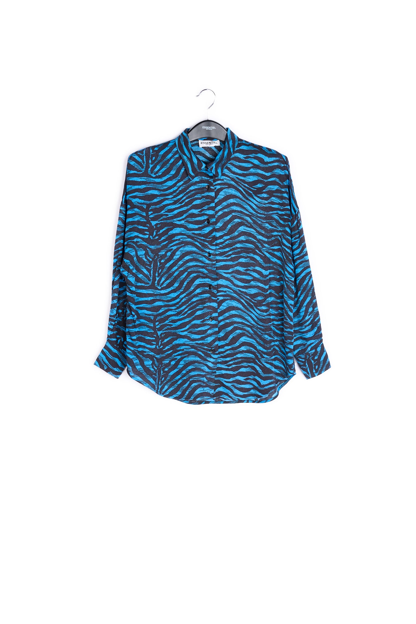 Turquoise and black zebra print oversized shirt RE—SSENTIEL | Essentiel second hand