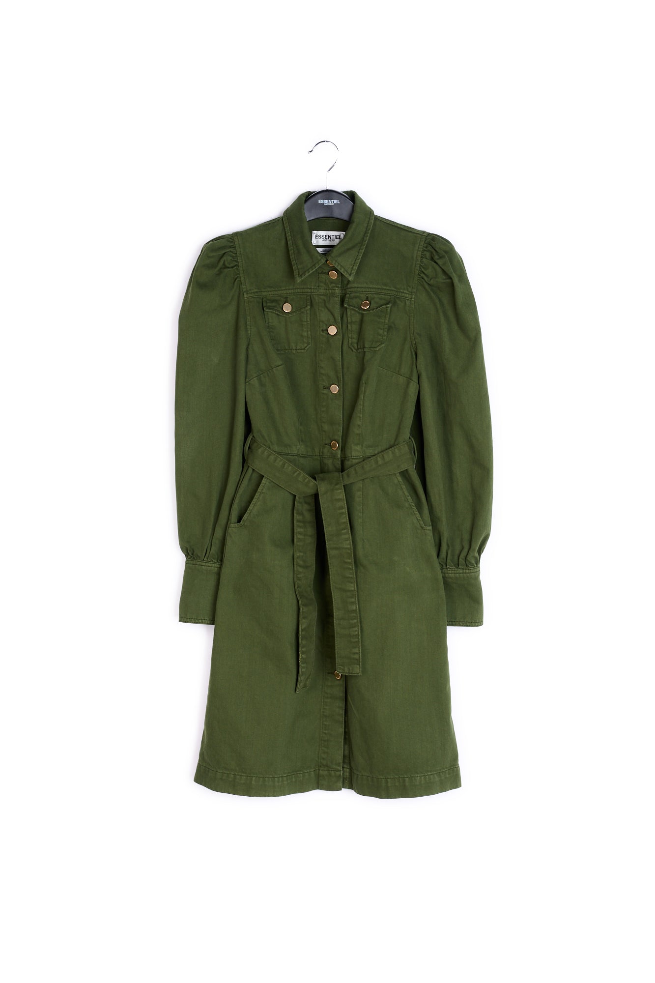 Dennengroene hemdjurk in jeansstof RE—SSENTIEL | Essentiel second hand