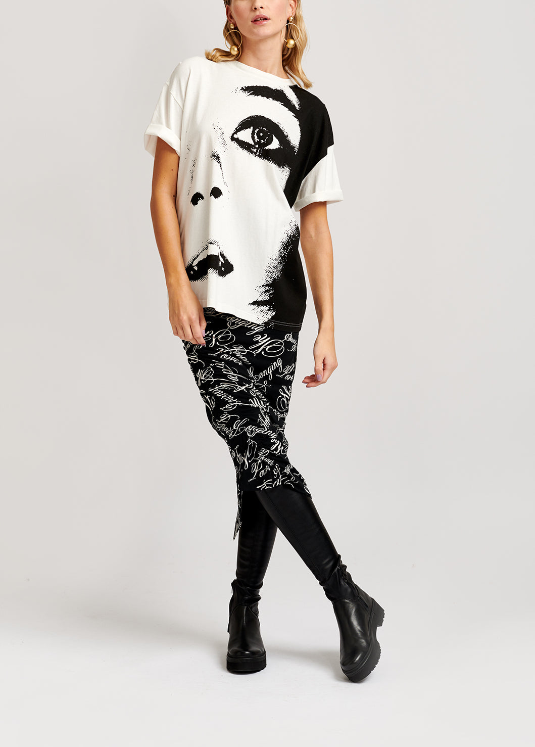 Off-white cotton-jersey face-print t-shirt RE—SSENTIEL | Essentiel second hand