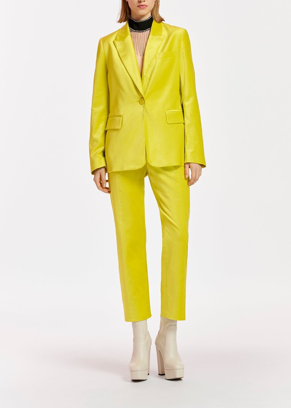 Yellow tapered-leg velvet pants RE—SSENTIEL | Essentiel second hand