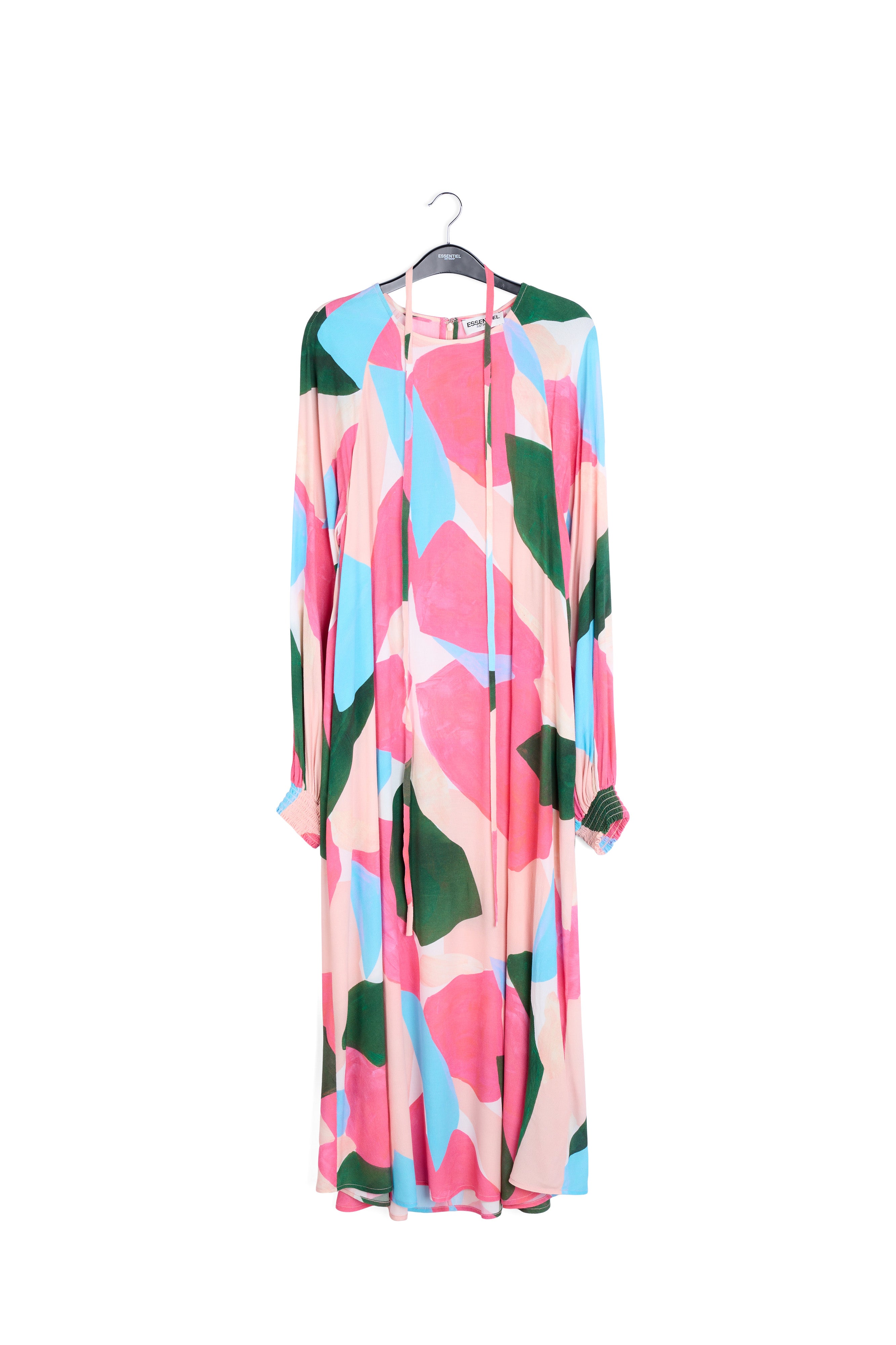 Light pink, pink and blue maxi-dress with graphic print RE—SSENTIEL | Essentiel second hand