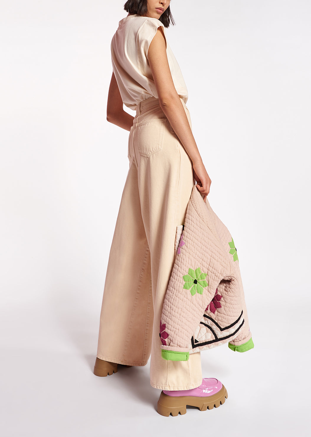 Ecru denim wide-leg jeans RE—SSENTIEL | Essentiel second hand