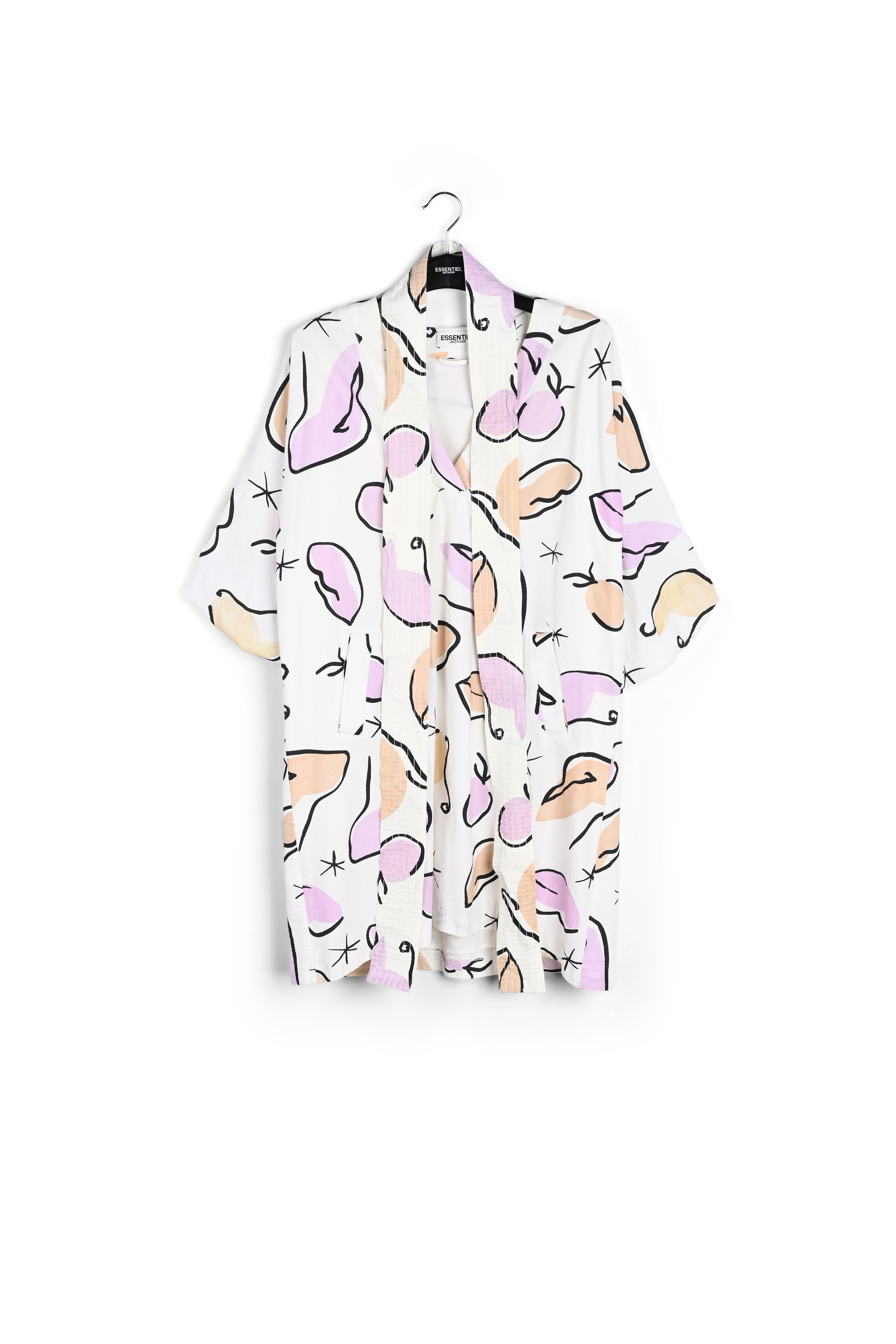 Witte mini-jurk met abstracte print RE—SSENTIEL | Essentiel second hand
