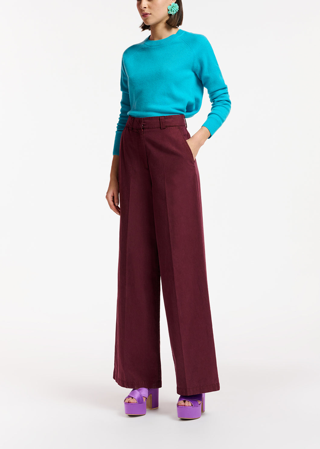 Burgundy straight-leg pants RE—SSENTIEL | Essentiel second hand