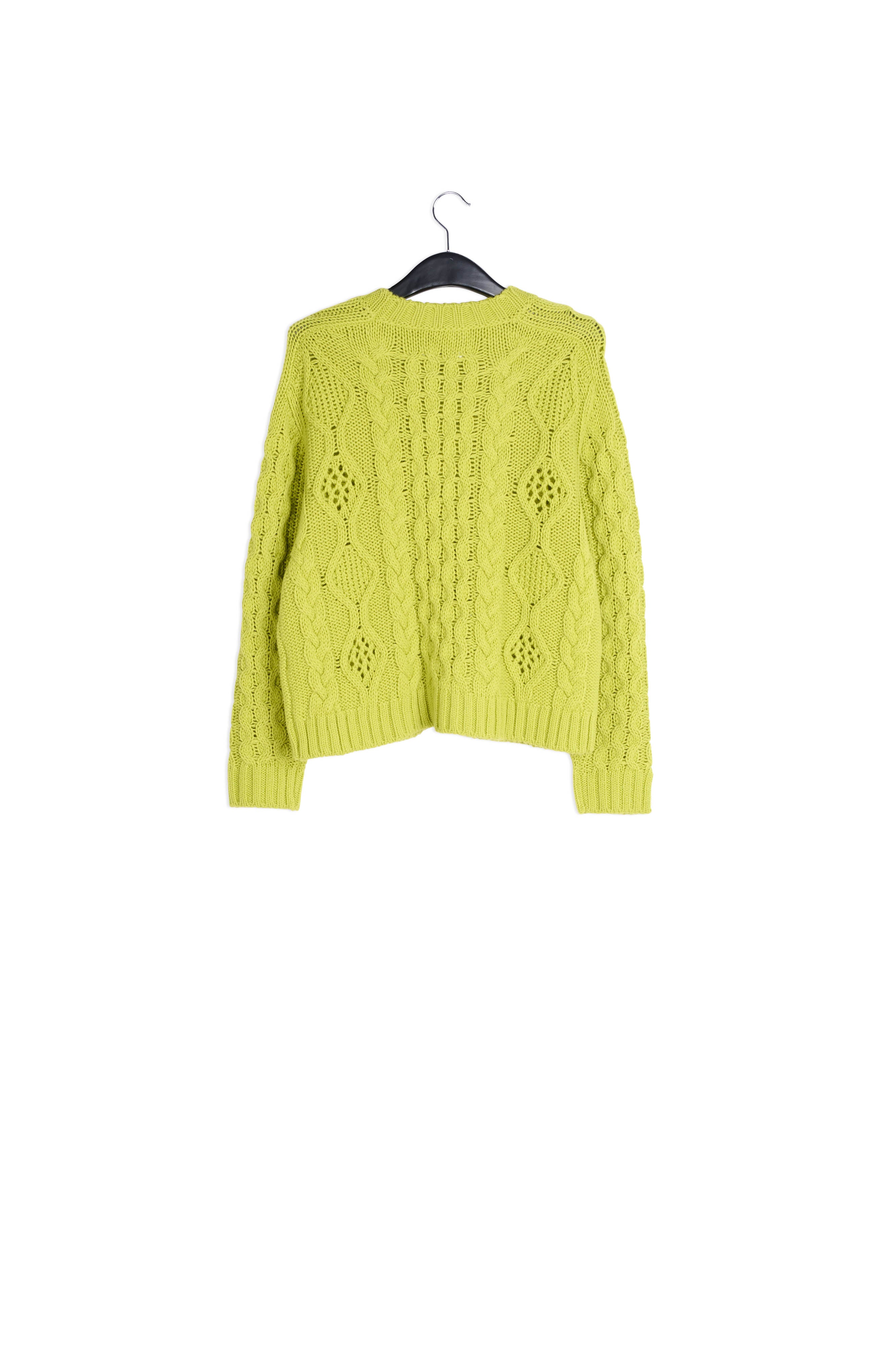 Lime green cable-knit wool-blend sweater RE—SSENTIEL | Essentiel second hand