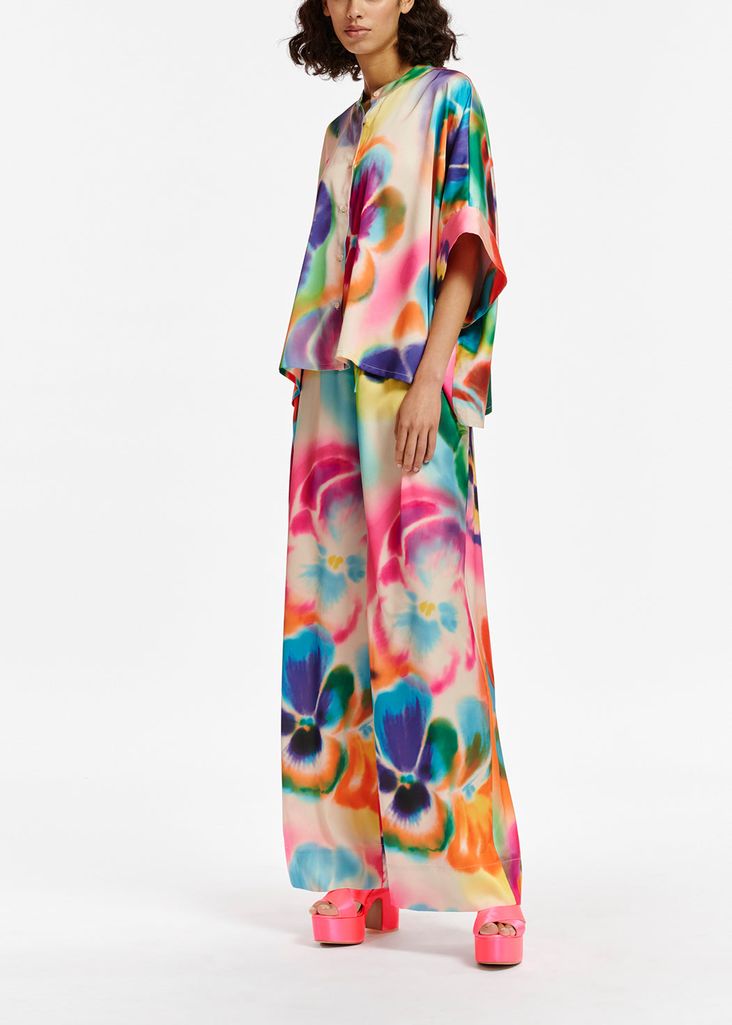 Multicolor oversized shirt with floral print RE—SSENTIEL | Essentiel second hand