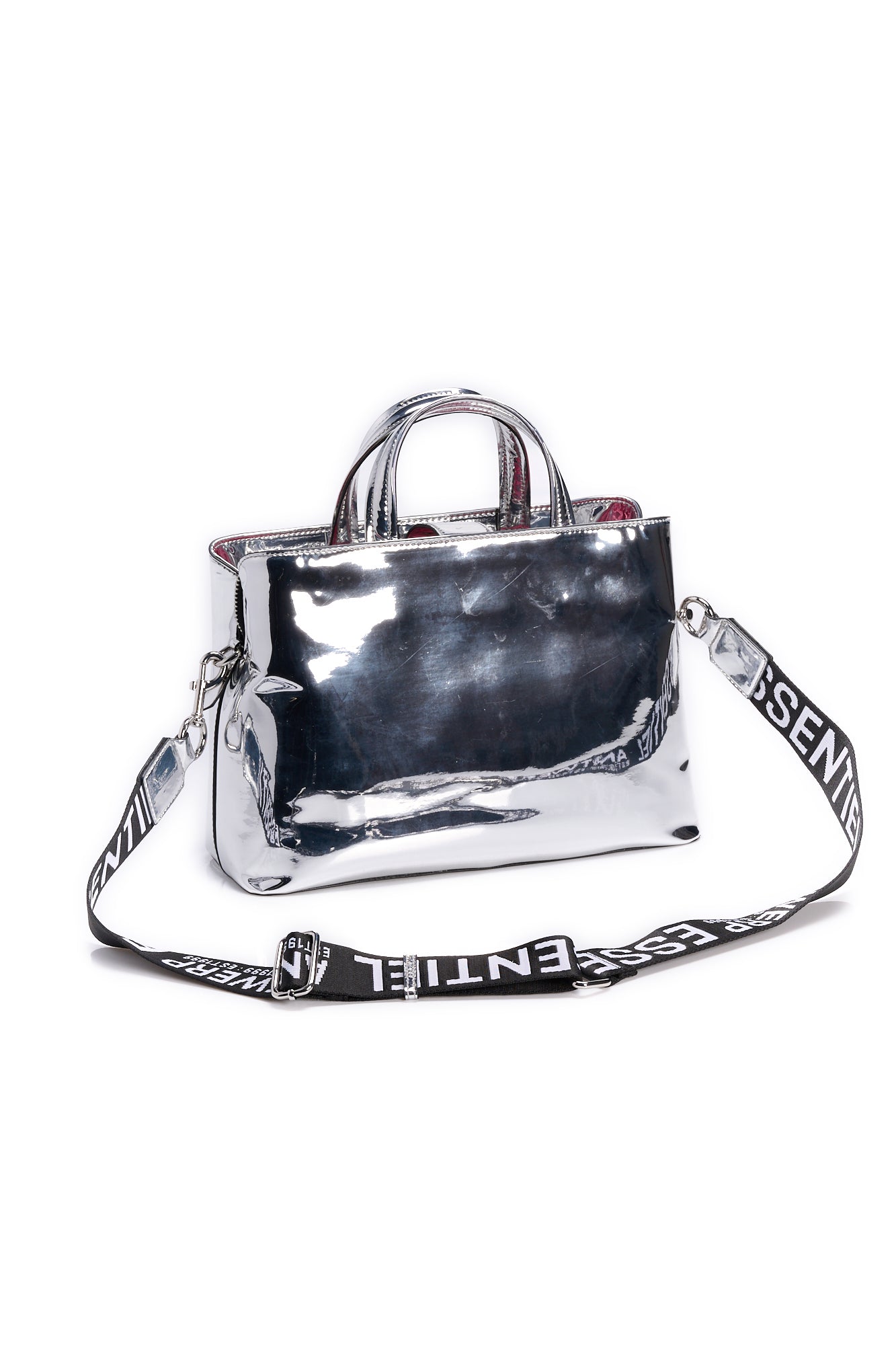 Silver mirror-effect shopper bag RE—SSENTIEL | Essentiel second hand