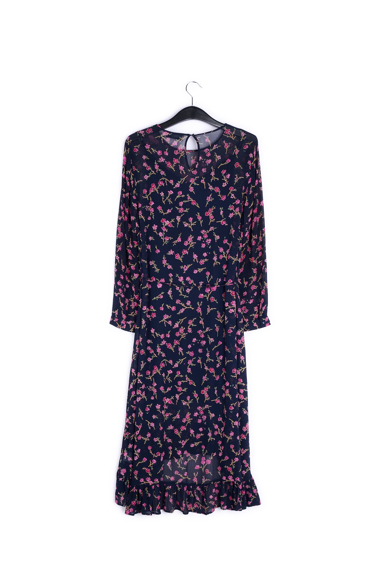 Dark blue floral midi A-line dress RE—SSENTIEL | Essentiel second hand