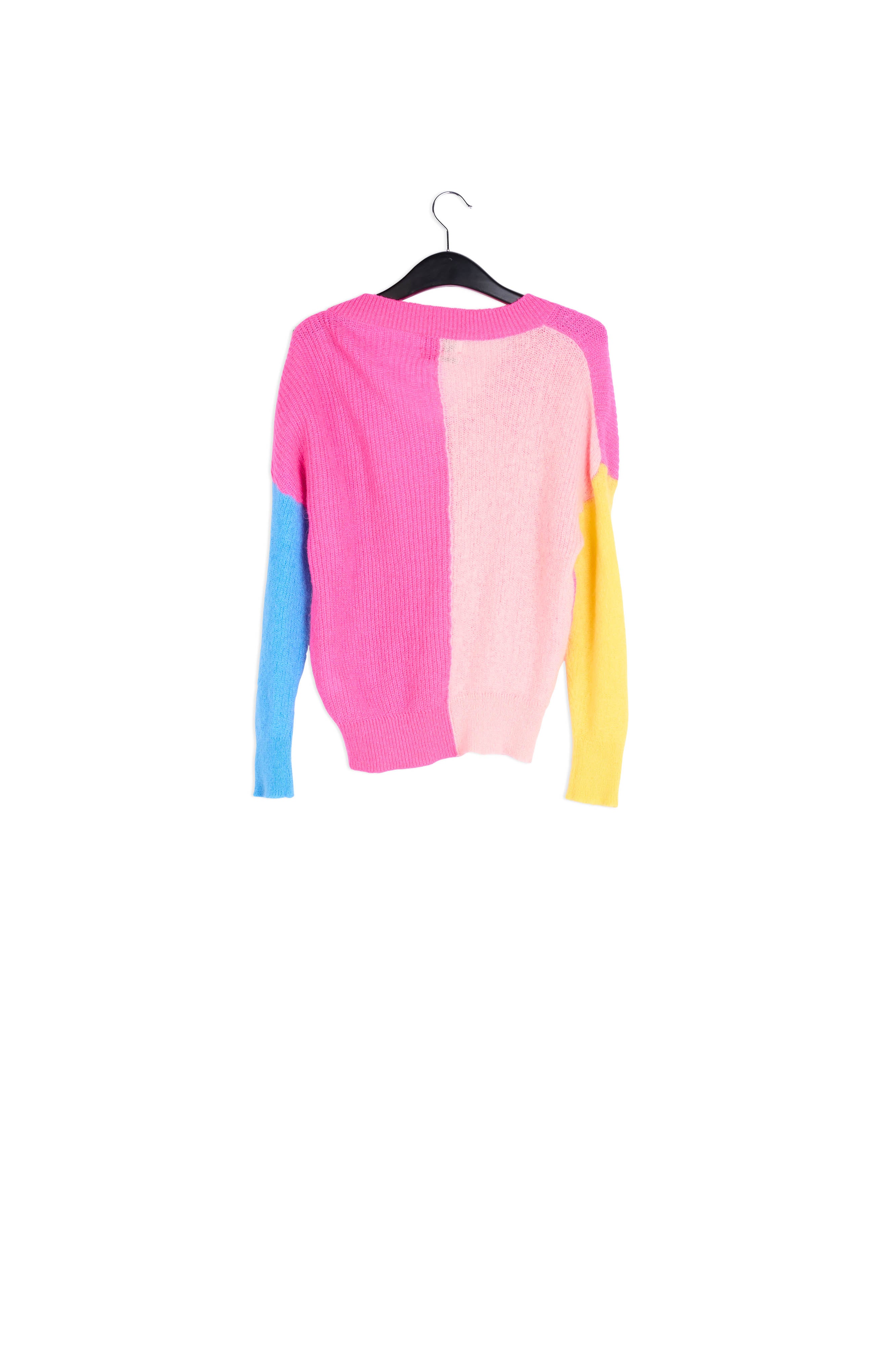 Multicolored mohair-blend ribbed-knit v-neck sweater RE—SSENTIEL | Essentiel second hand