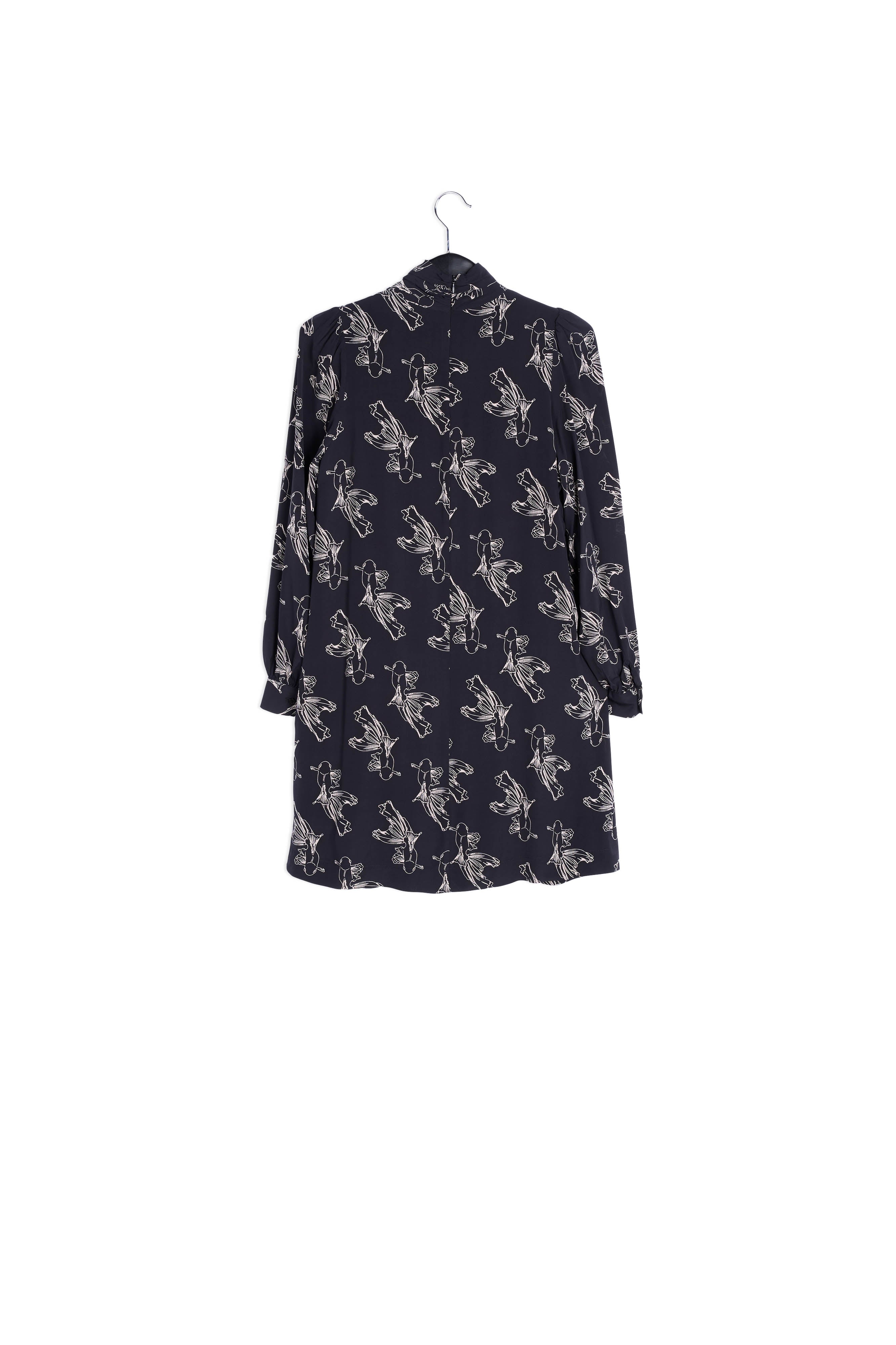 Black graphic print mini dress RE—SSENTIEL | Essentiel second hand