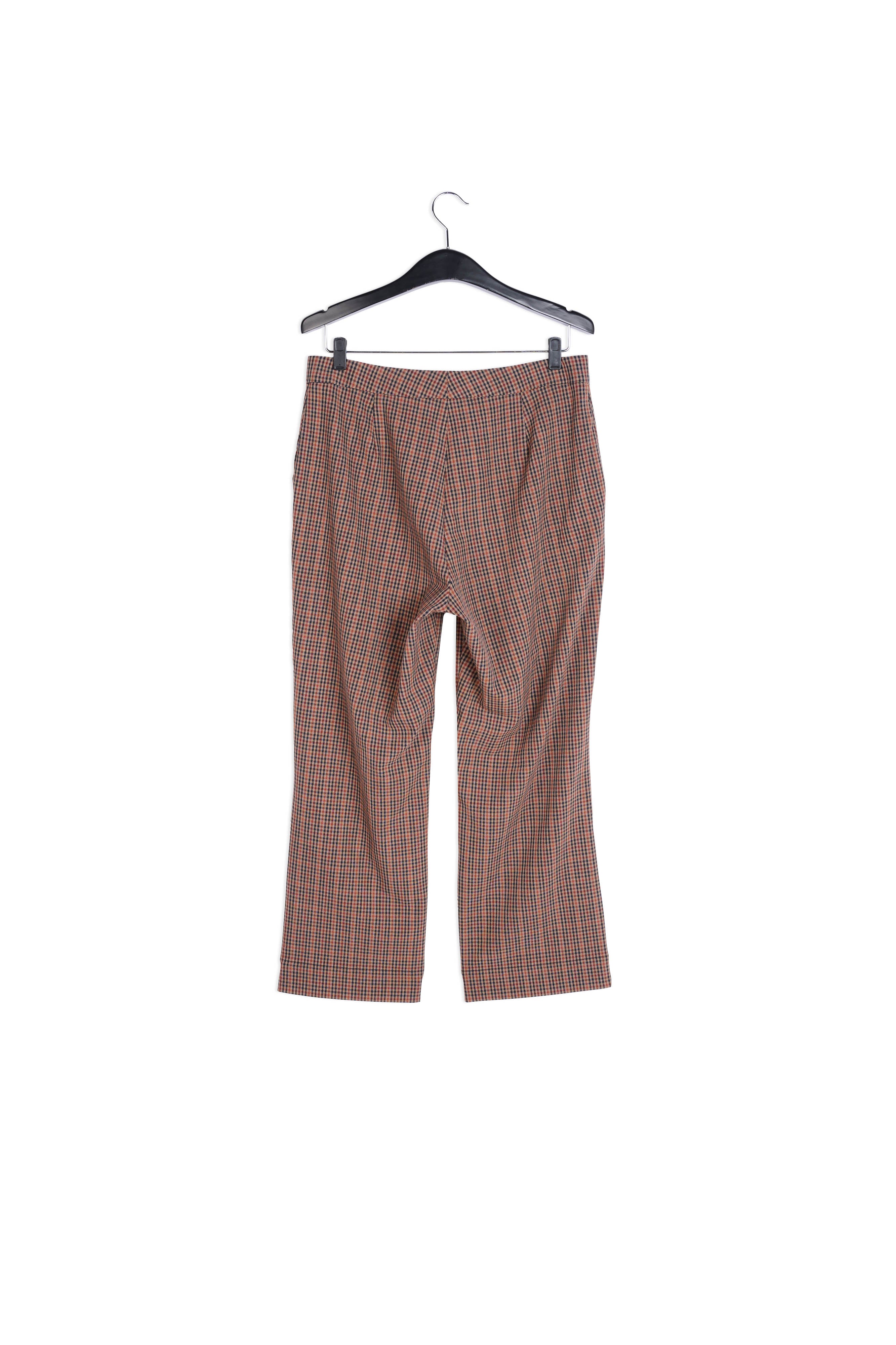 Pantalon à carreaux beige, rouges et bleu foncé RE—SSENTIEL | Essentiel second hand