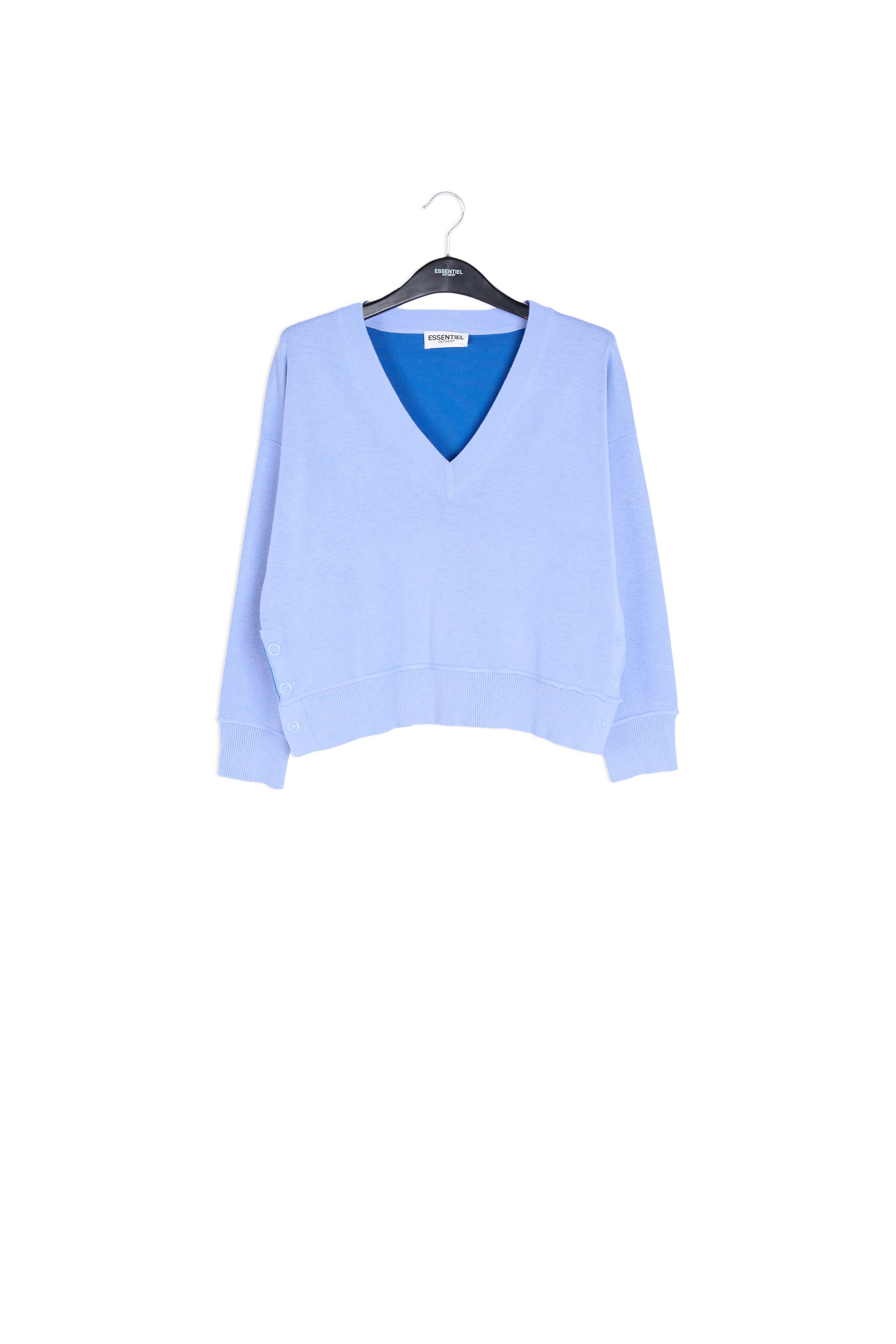 Light blue boxy V-neck sweater RE—SSENTIEL | Essentiel second hand