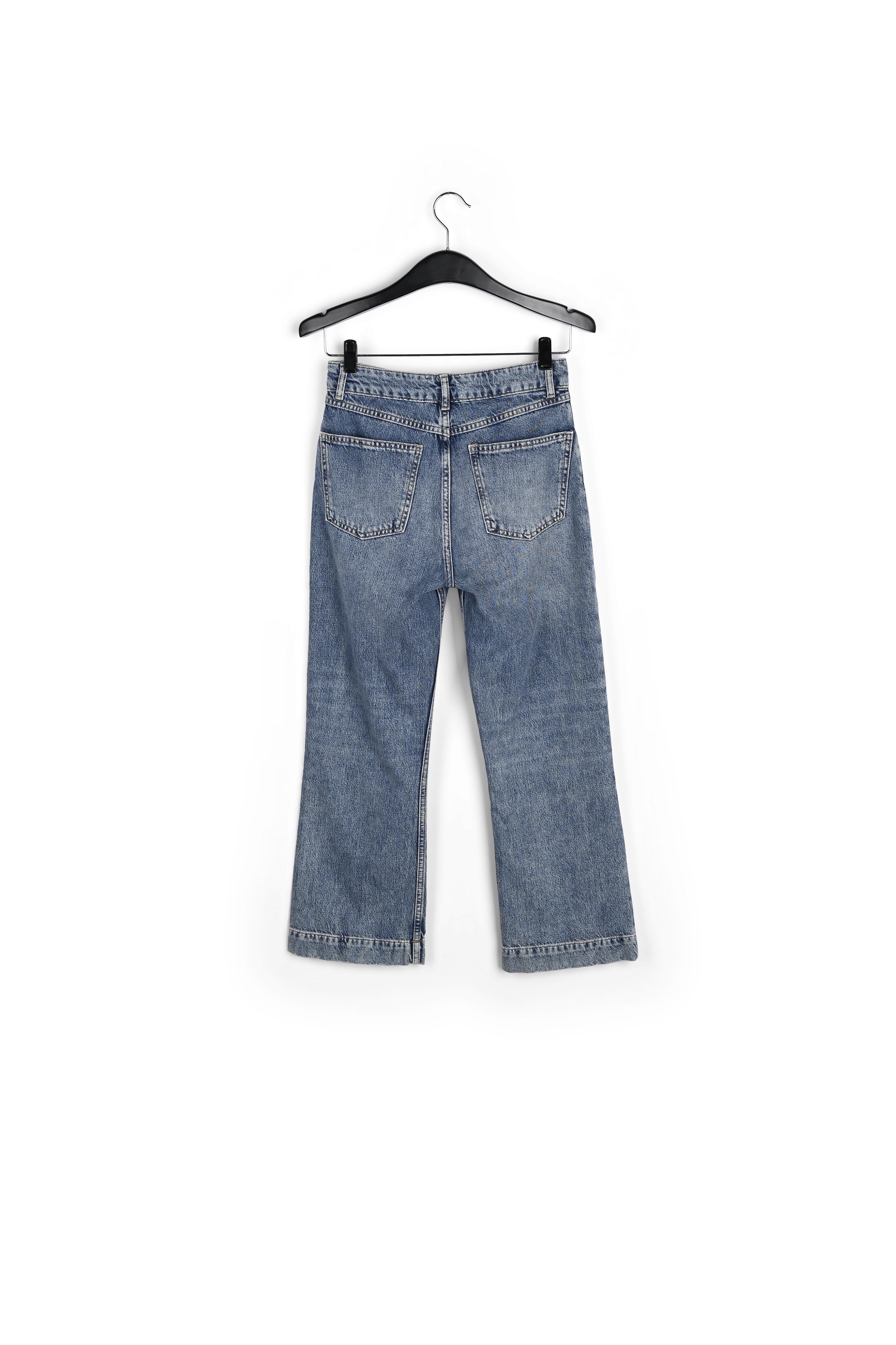 Blauwe 7/8ste jeans met hoge taille en wijdere pijpen RE—SSENTIEL | Essentiel second hand