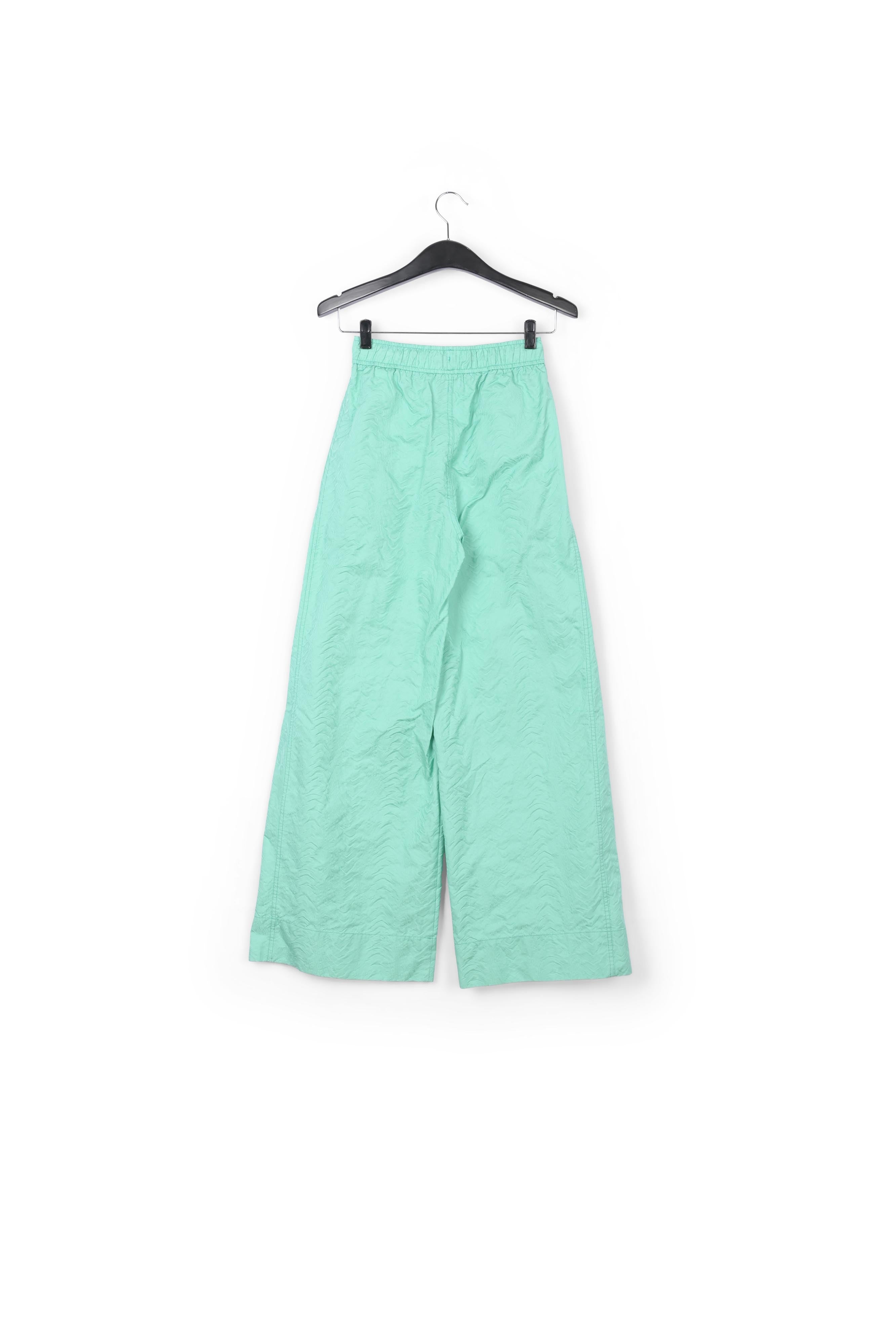 Turquoise jacquard broek met brede pijpen RE—SSENTIEL | Essentiel second hand