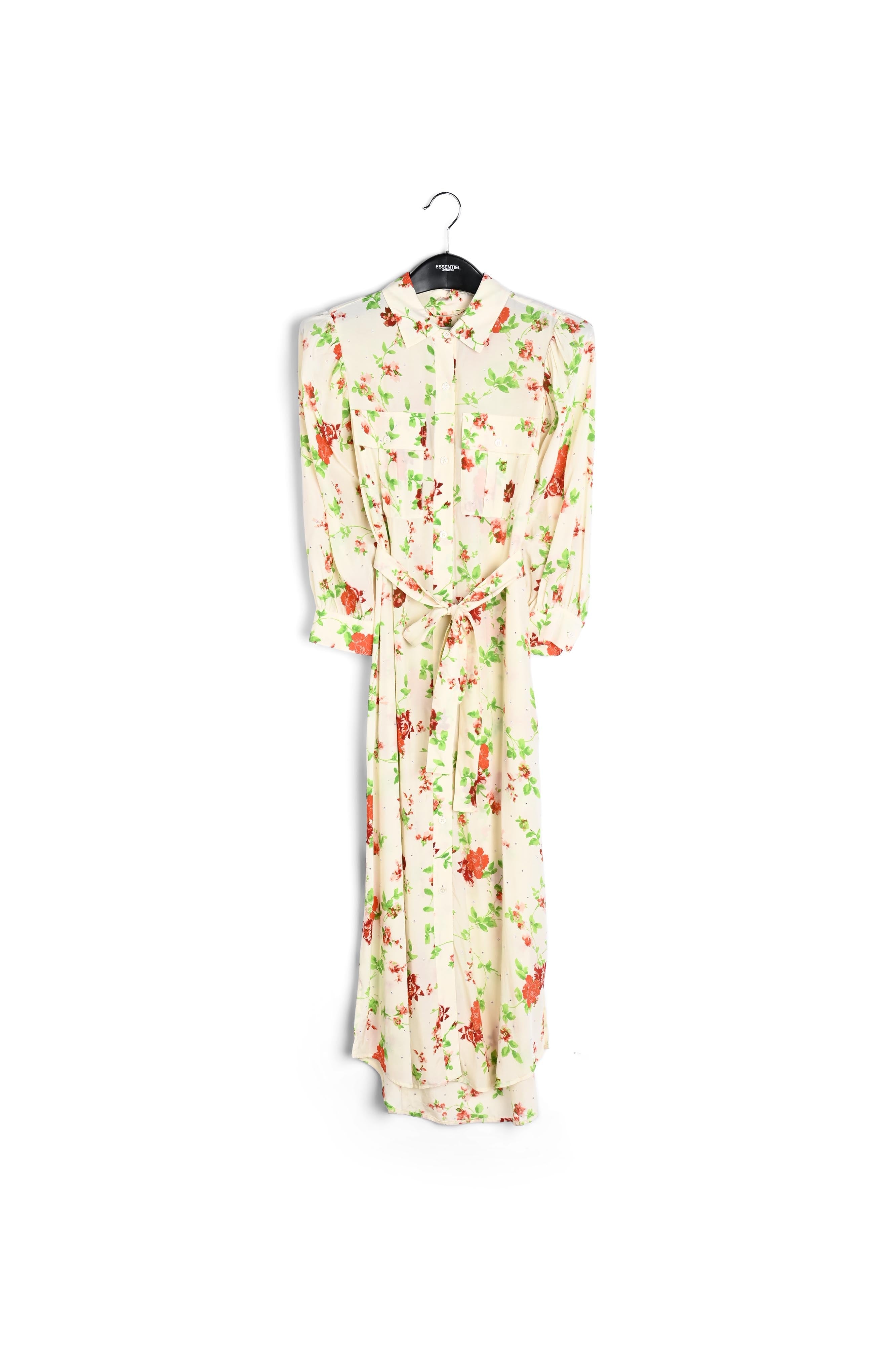 Gebroken witte hemdjurk met bloemen RE—SSENTIEL | Essentiel second hand