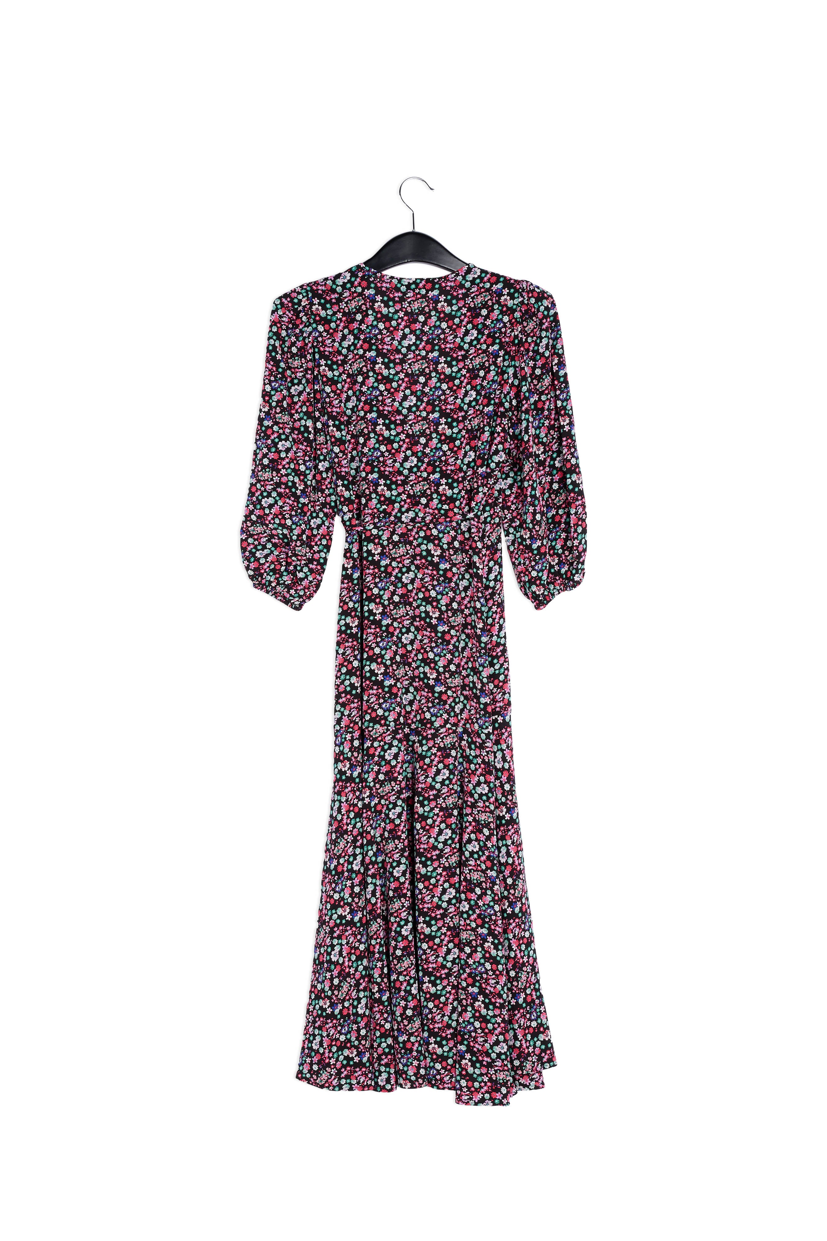 Robe maxi cache-cœur noire à imprimé floral RE—SSENTIEL | Essentiel second hand