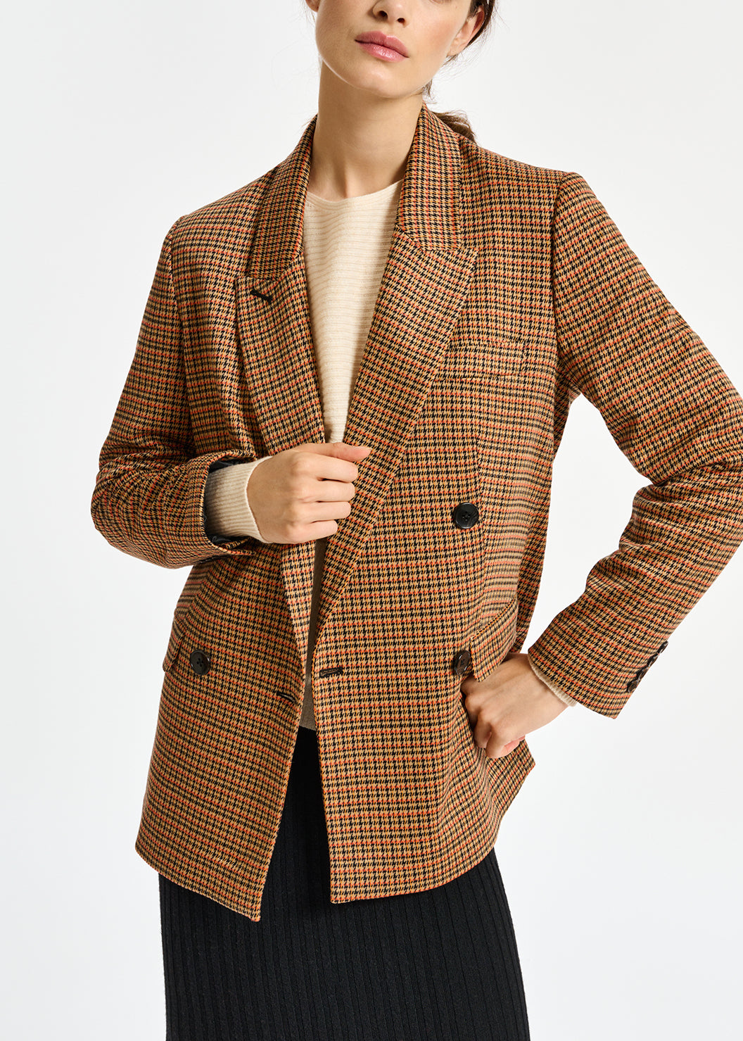 Blazer croisé à pied-de-poule RE—SSENTIEL | Essentiel second hand