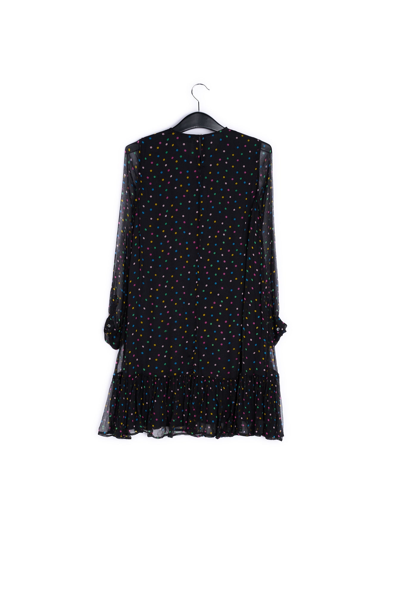 Black polka dot dress with flared hem RE—SSENTIEL | Essentiel second hand
