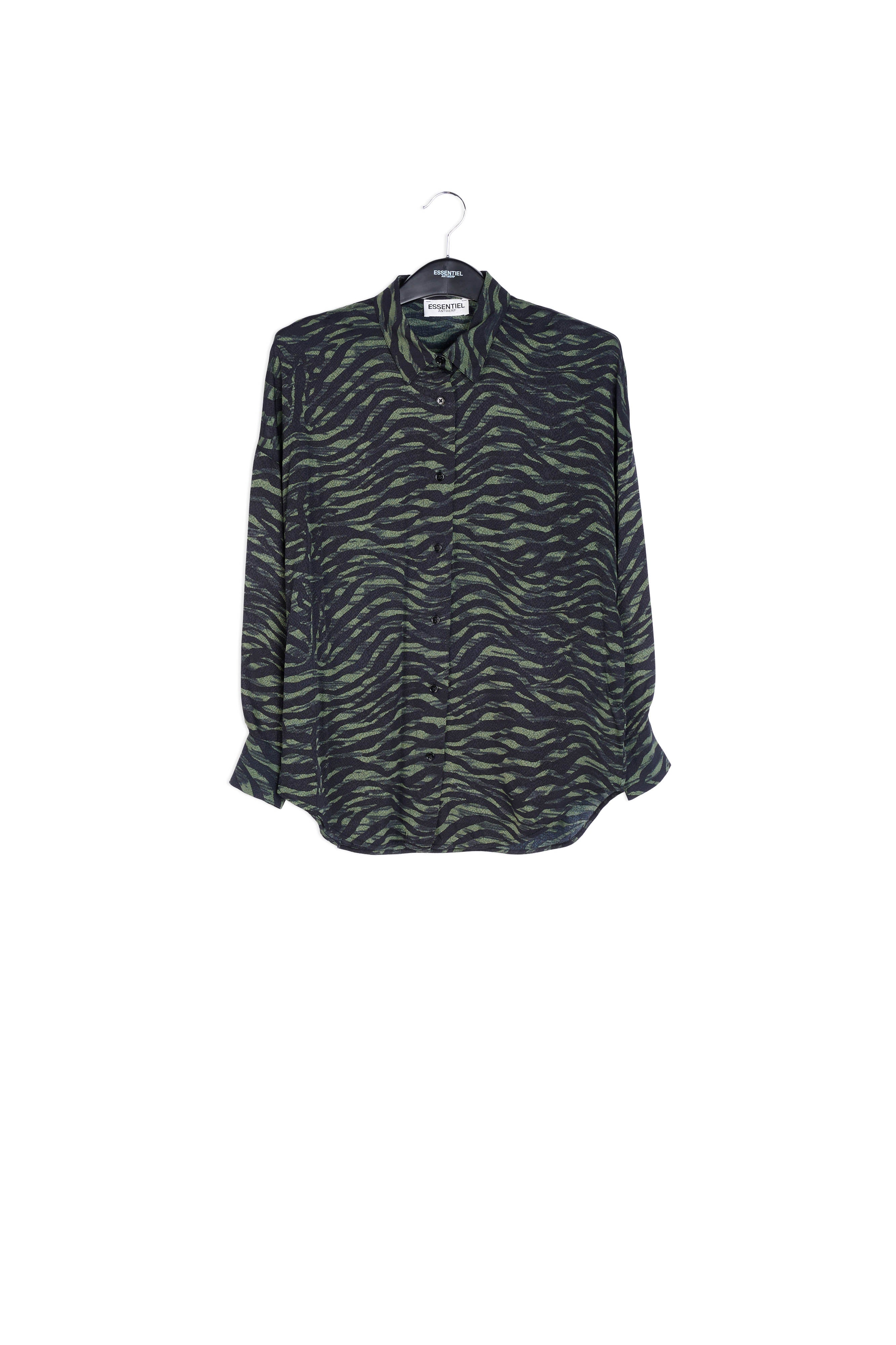 Green and black zebra print oversized shirt RE—SSENTIEL | Essentiel second hand