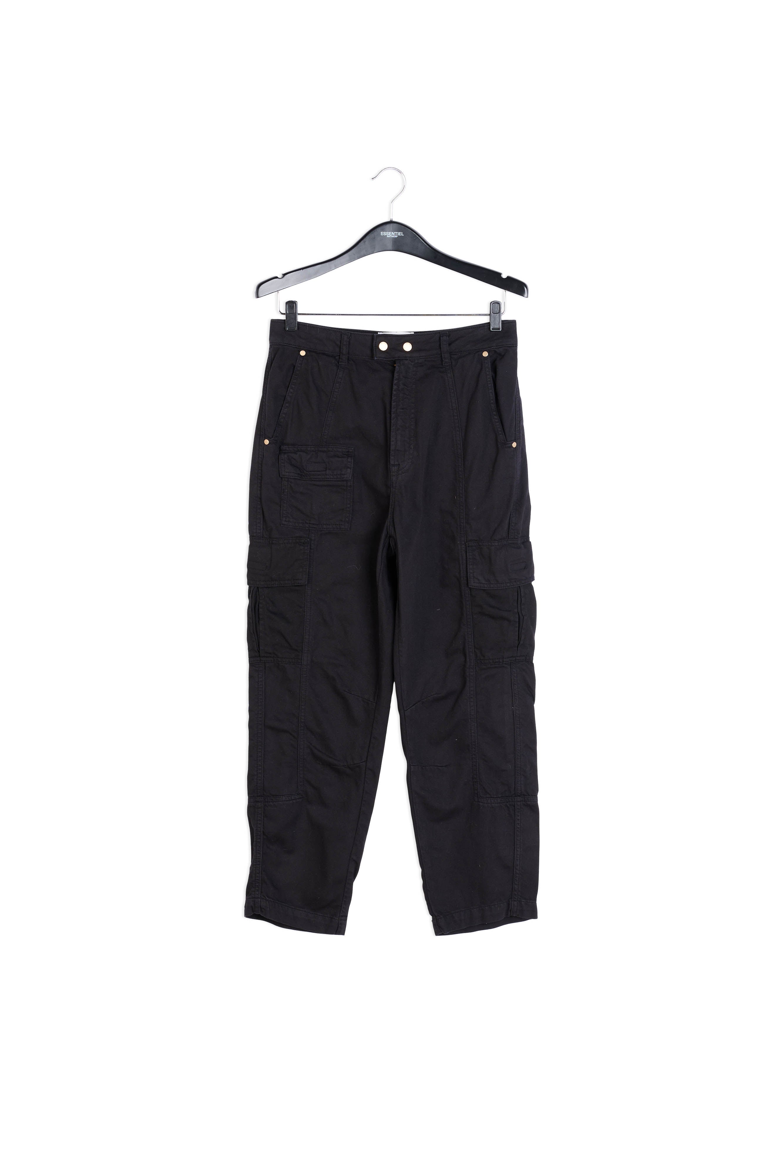 Zwarte cargojeans met rechte pijpen RE—SSENTIEL | Essentiel second hand