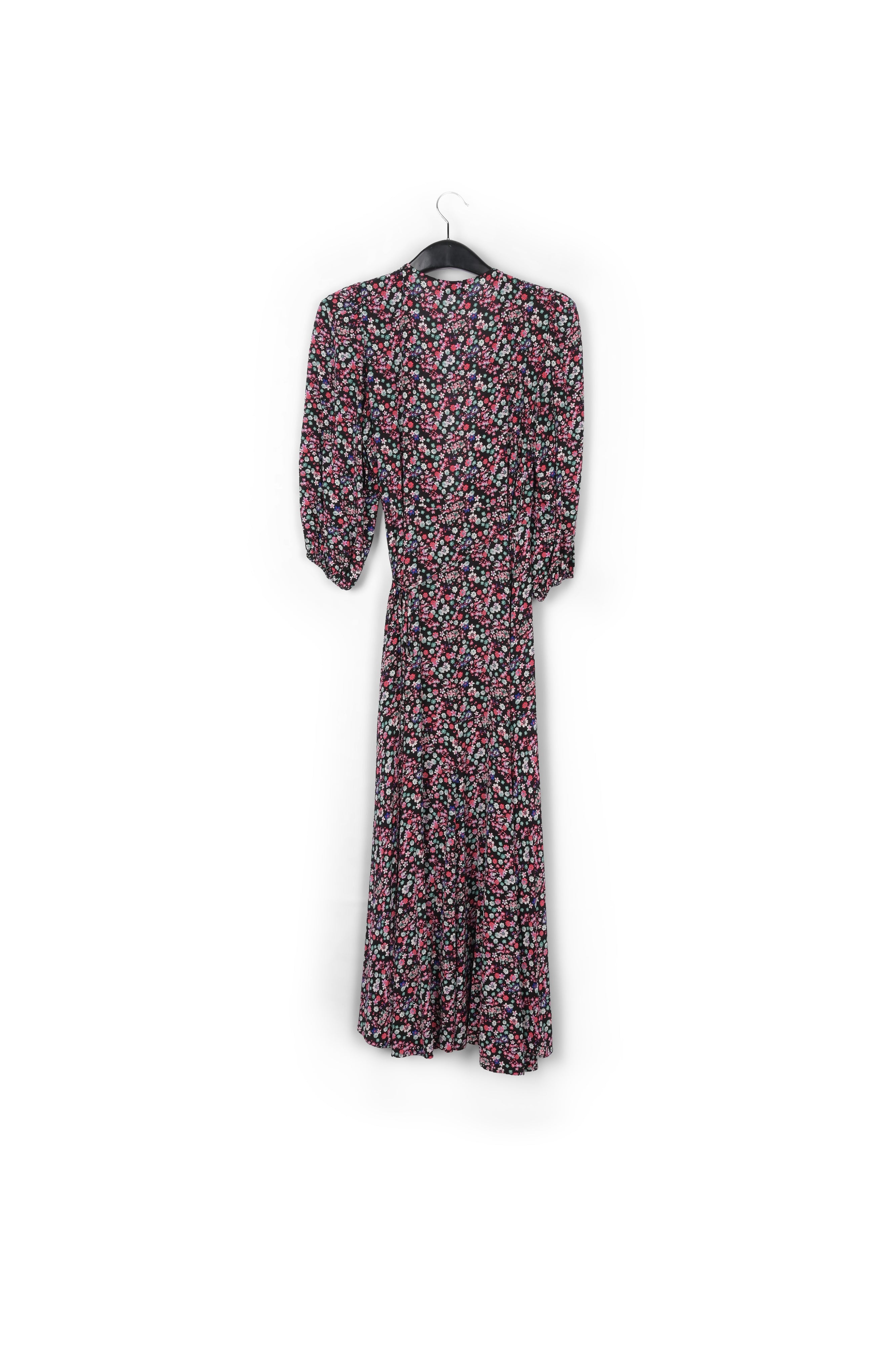 Black floral-print wrap maxi dress RE—SSENTIEL | Essentiel second hand