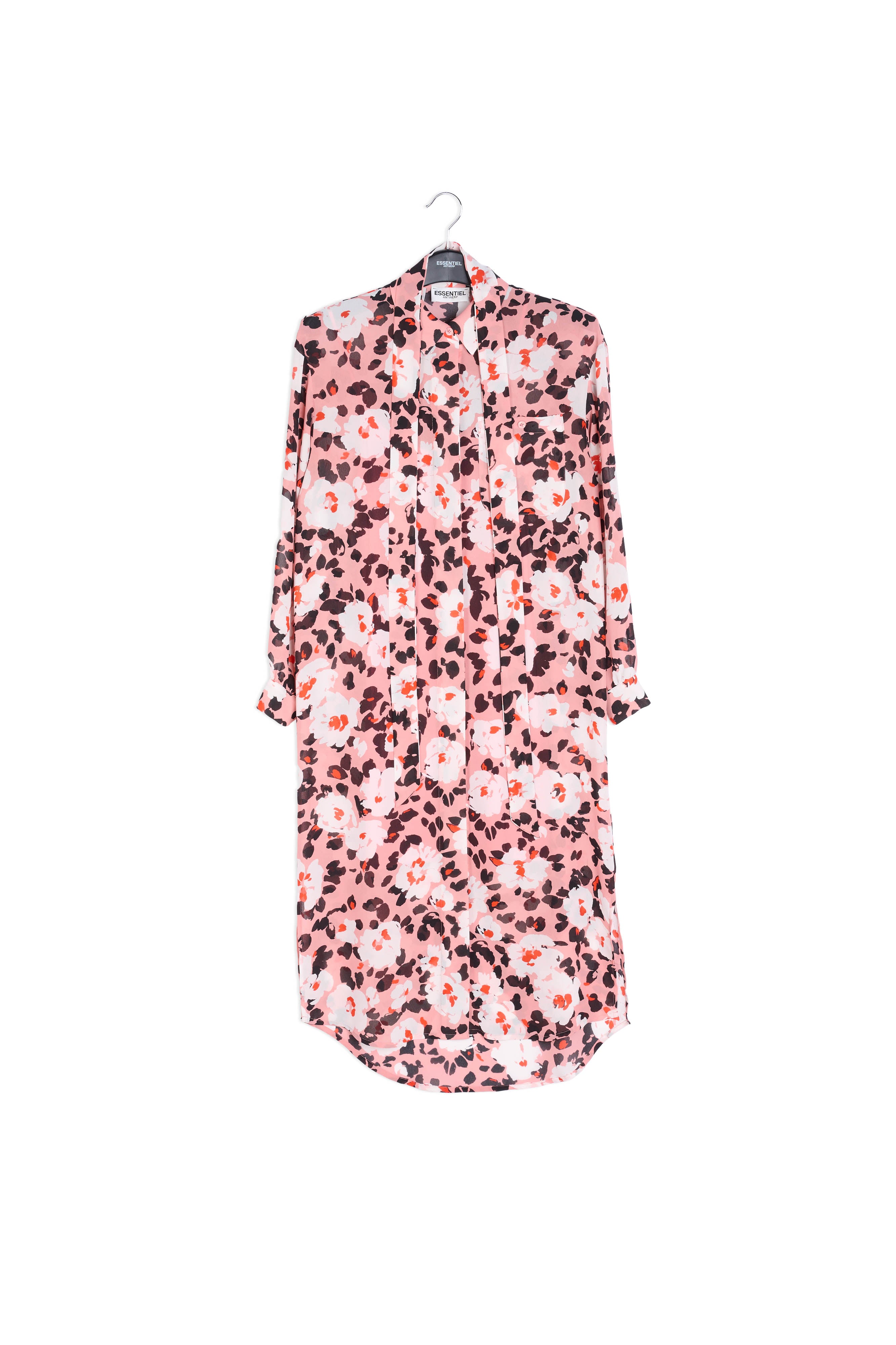 Pink floral-print shirt dress RE—SSENTIEL | Essentiel second hand