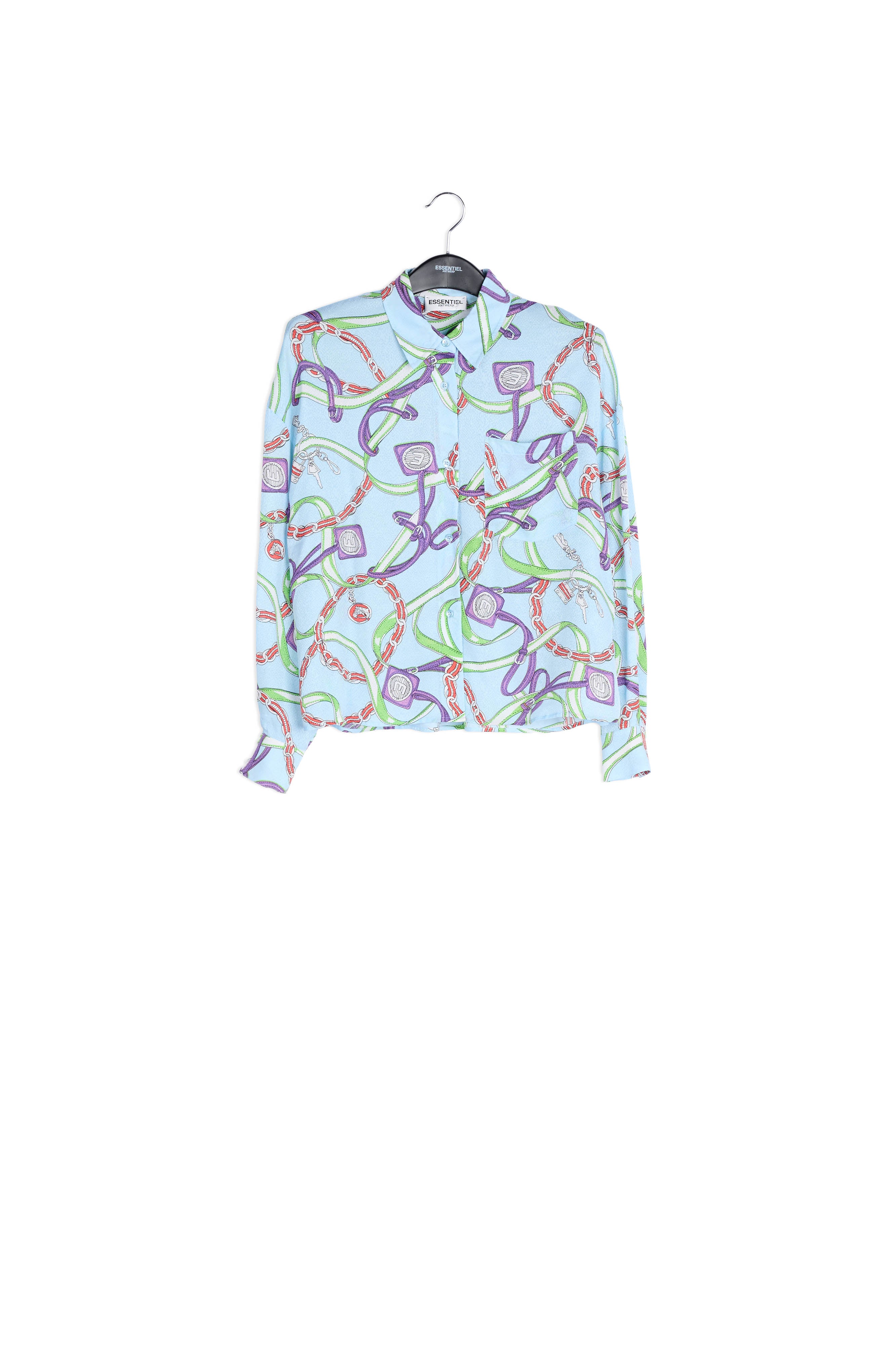 Light blue loose-fit print shirt RE—SSENTIEL | Essentiel second hand