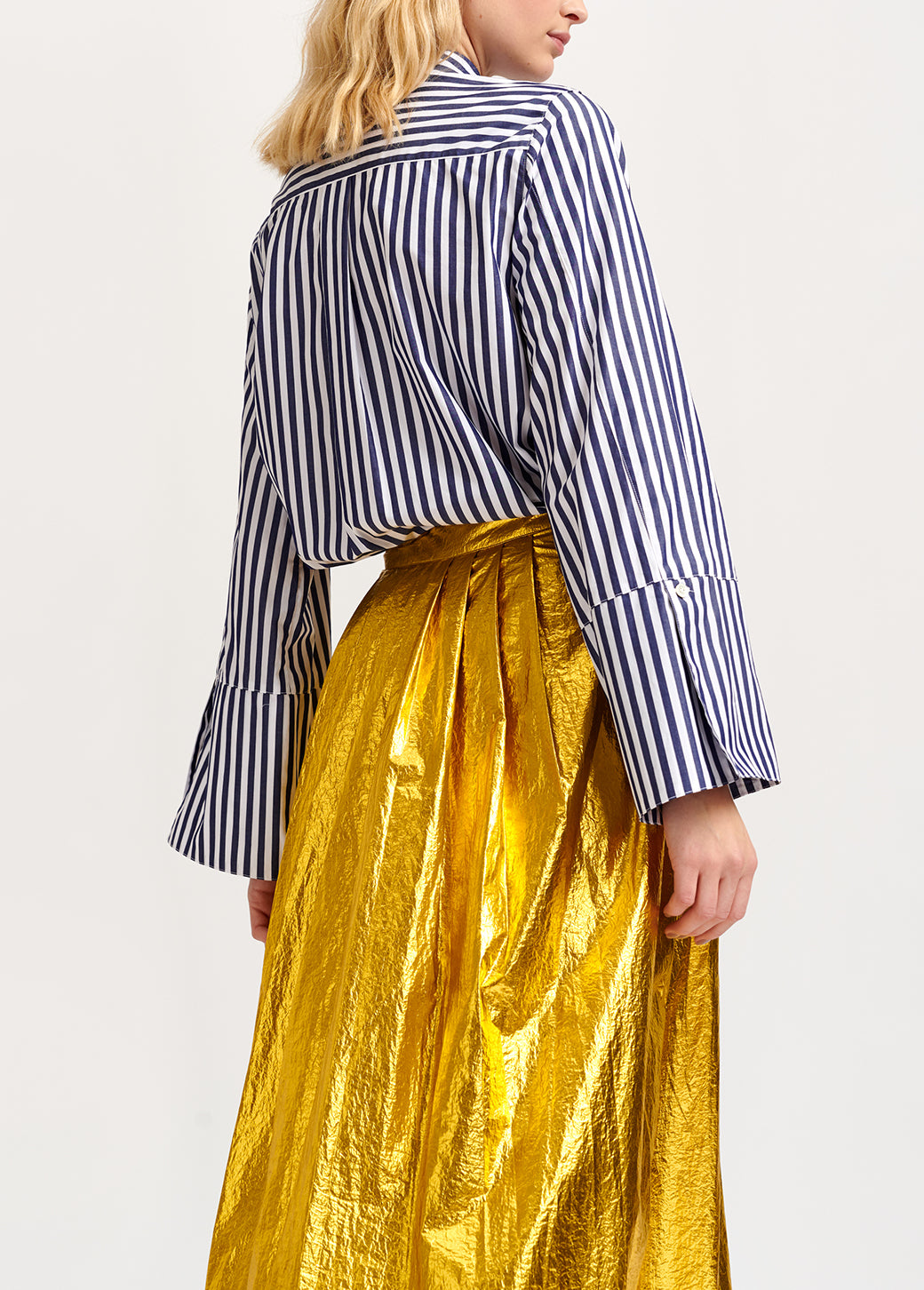 White and dark blue striped cotton shirt RE—SSENTIEL | Essentiel second hand