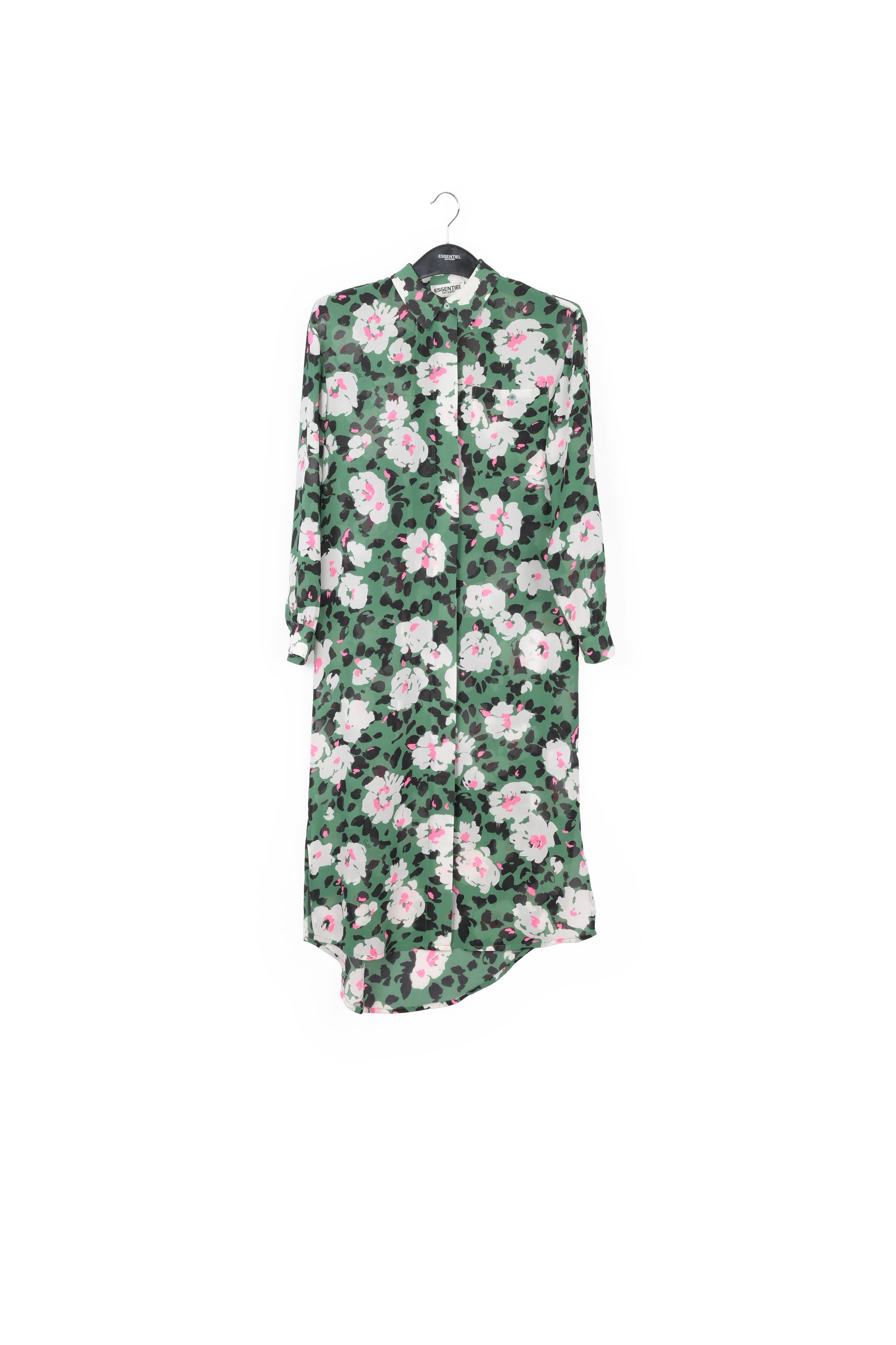 Robe chemise verte à imprimé floral RE—SSENTIEL | Essentiel second hand