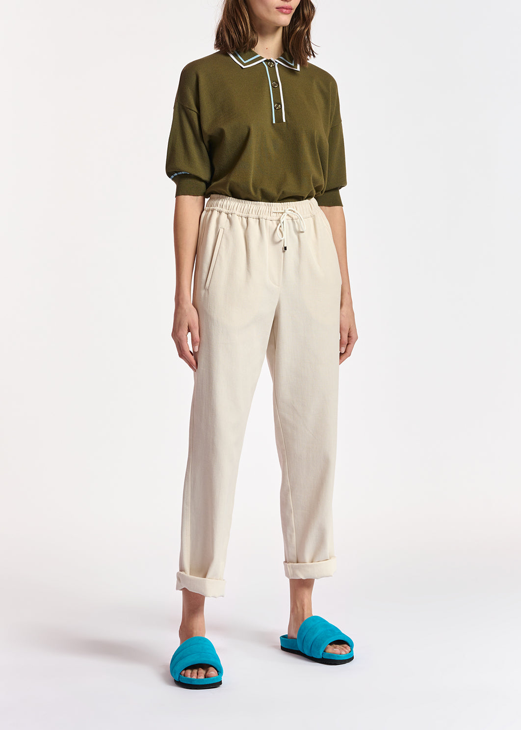 Off-white cotton tapered pants RE—SSENTIEL | Essentiel second hand