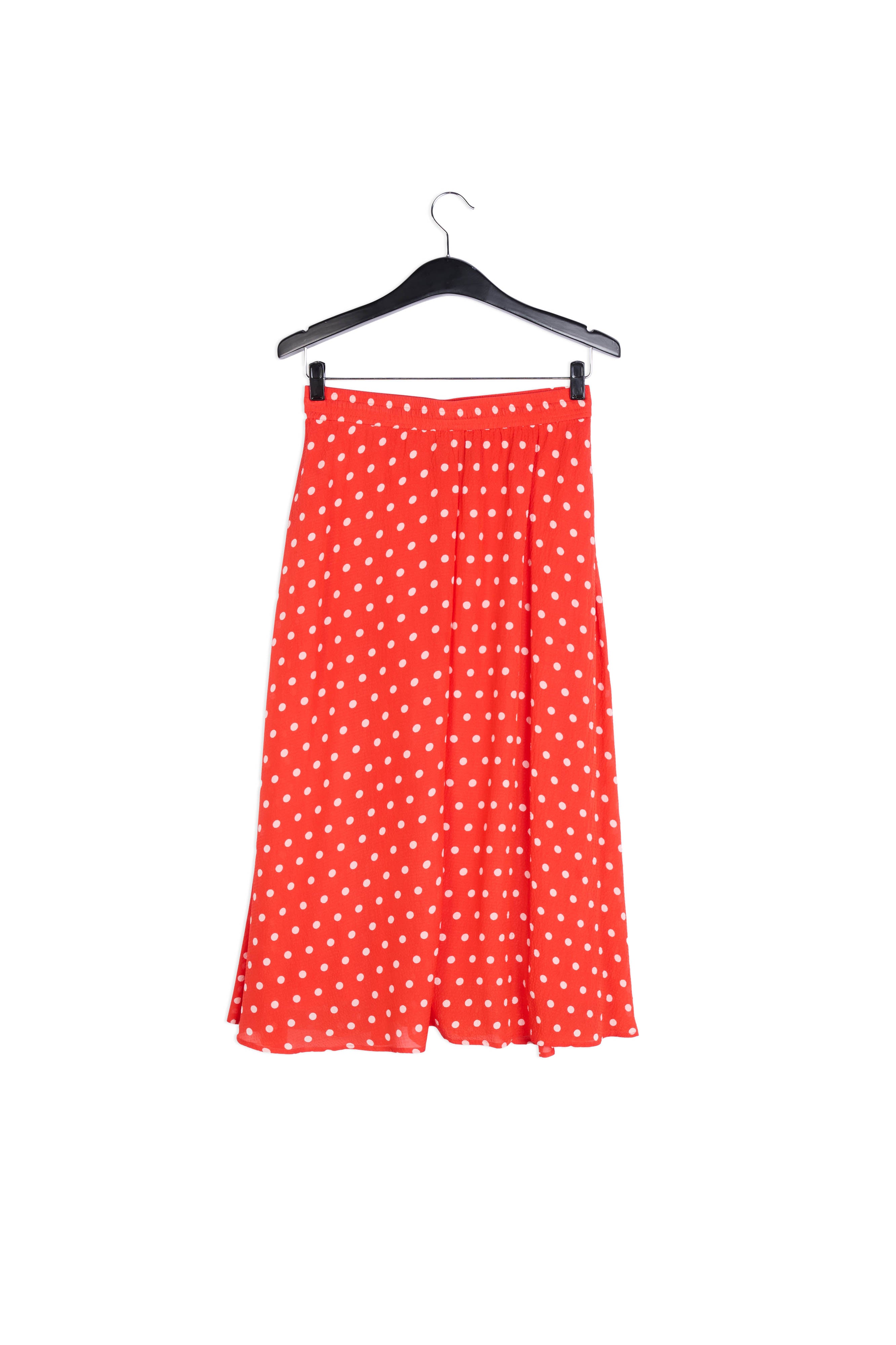 Red and white polka-dotted midi skirt RE—SSENTIEL | Essentiel second hand