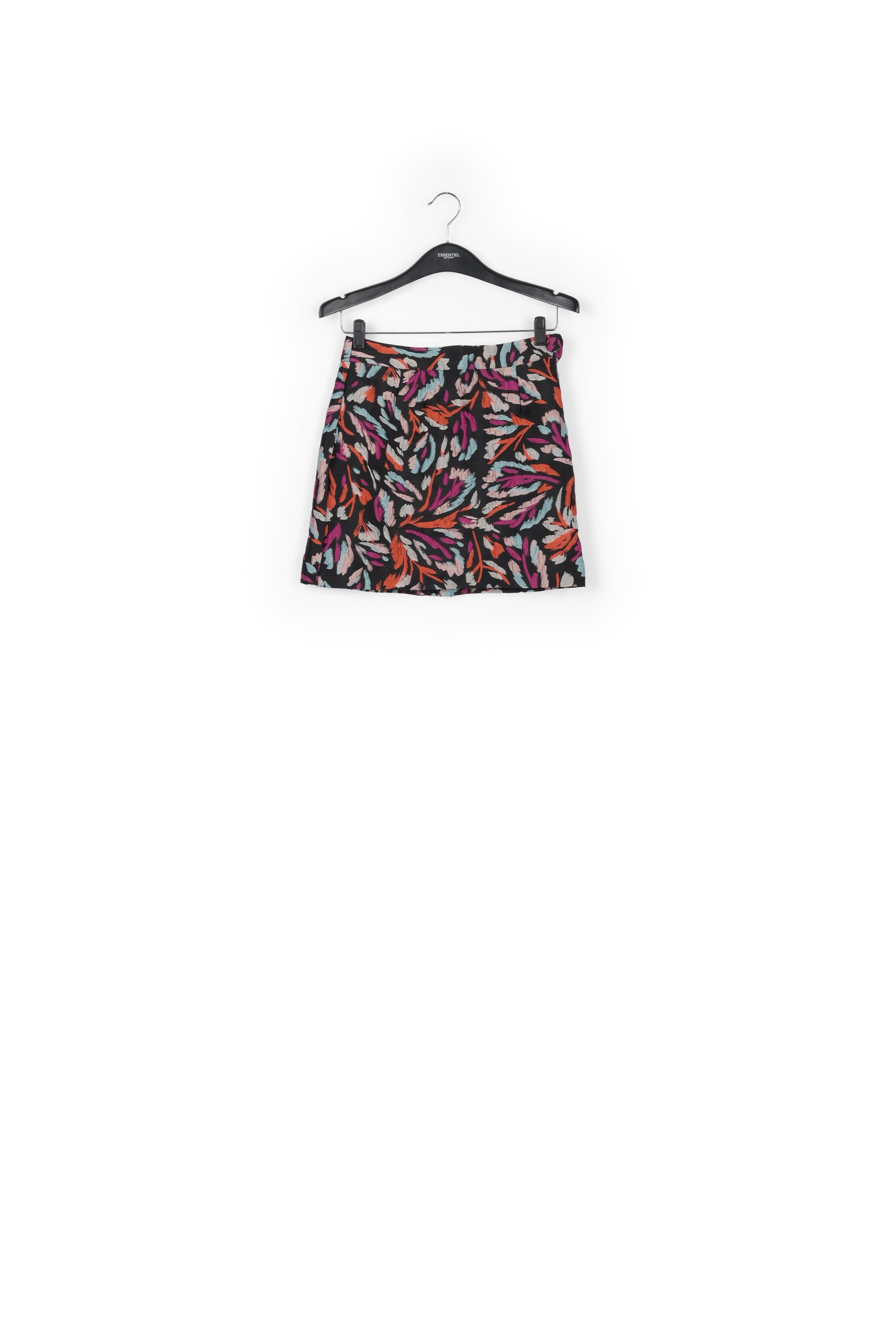 Minirok in zwart, geel en lila jacquard RE—SSENTIEL | Essentiel second hand