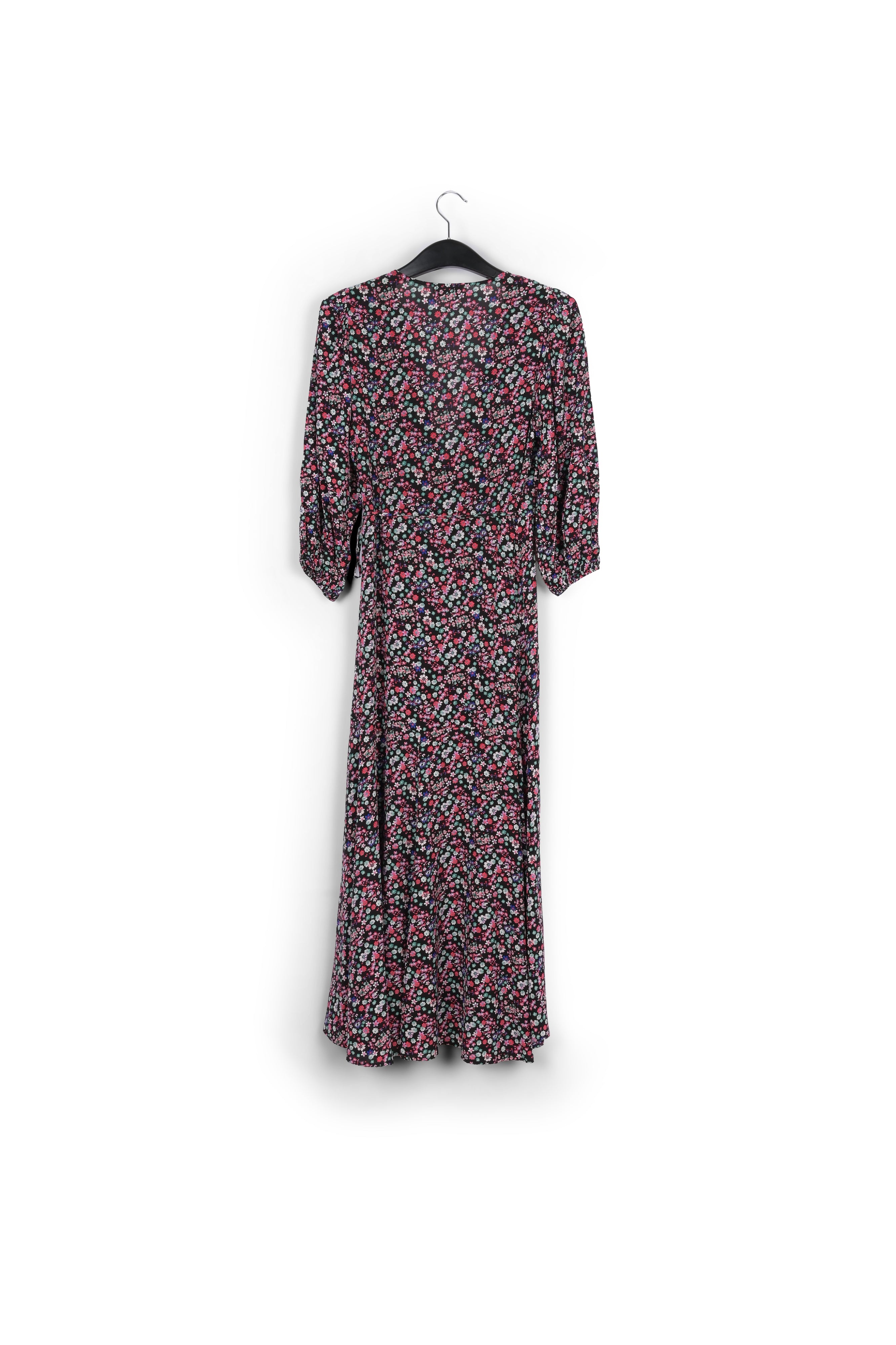 Black floral-print wrap maxi dress RE—SSENTIEL | Essentiel second hand