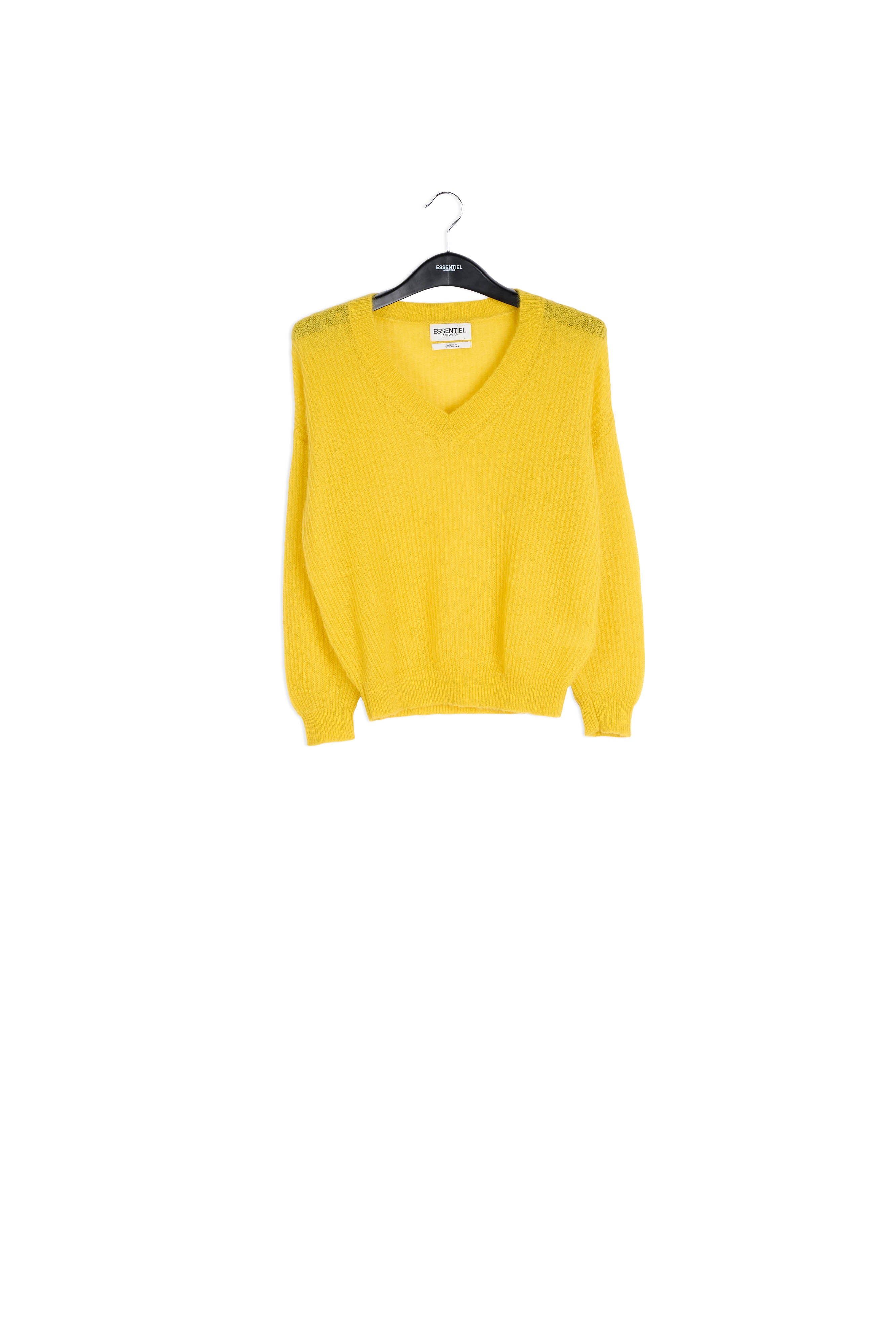 Yellow mohair blend v-neck sweater RE—SSENTIEL | Essentiel second hand